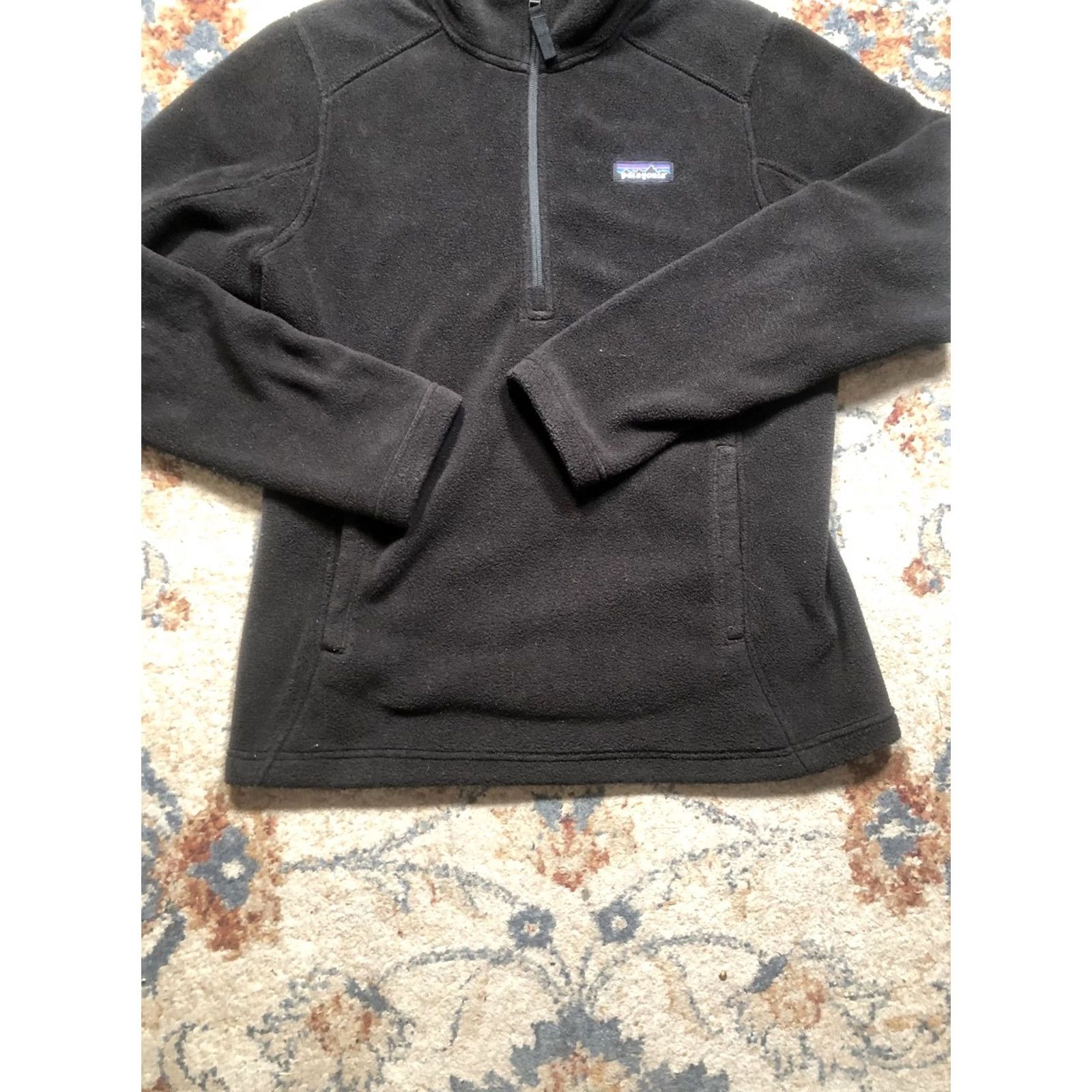 Patagonia Patagonia Synchilla Fleece Pullover Jacket Womens Medium Black 1/4 Zip Pockets Raglan Sleeves Front Logo Size M / US 6-8 / IT 42-44 - 5 Thumbnail