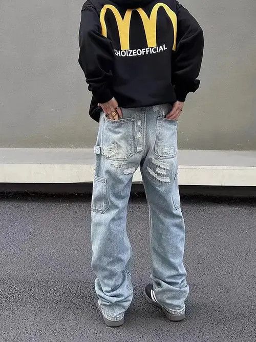 Japanese Brand × Jean Street washed ripped ripped hip hop jeans Size US 32 / EU 48 - 3 Thumbnail