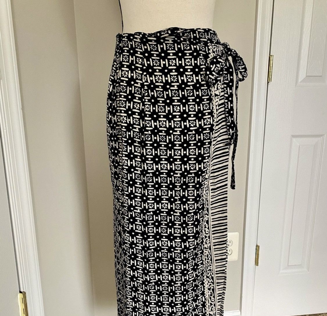 Vintage VINTAGE STYLEWORKS BLOCK PRINT ADJUSTABLE SARONG WRAP SKIRT Size 34" / US 12 / IT 48 - 3 Thumbnail