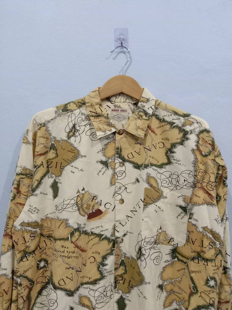 Japanese Brand VINTAGE ABBRE VIATE ATLANTIC MAPS BUTTON DOWN LARGE SIZE Size US XL / EU 56 / 4 - 4 Thumbnail