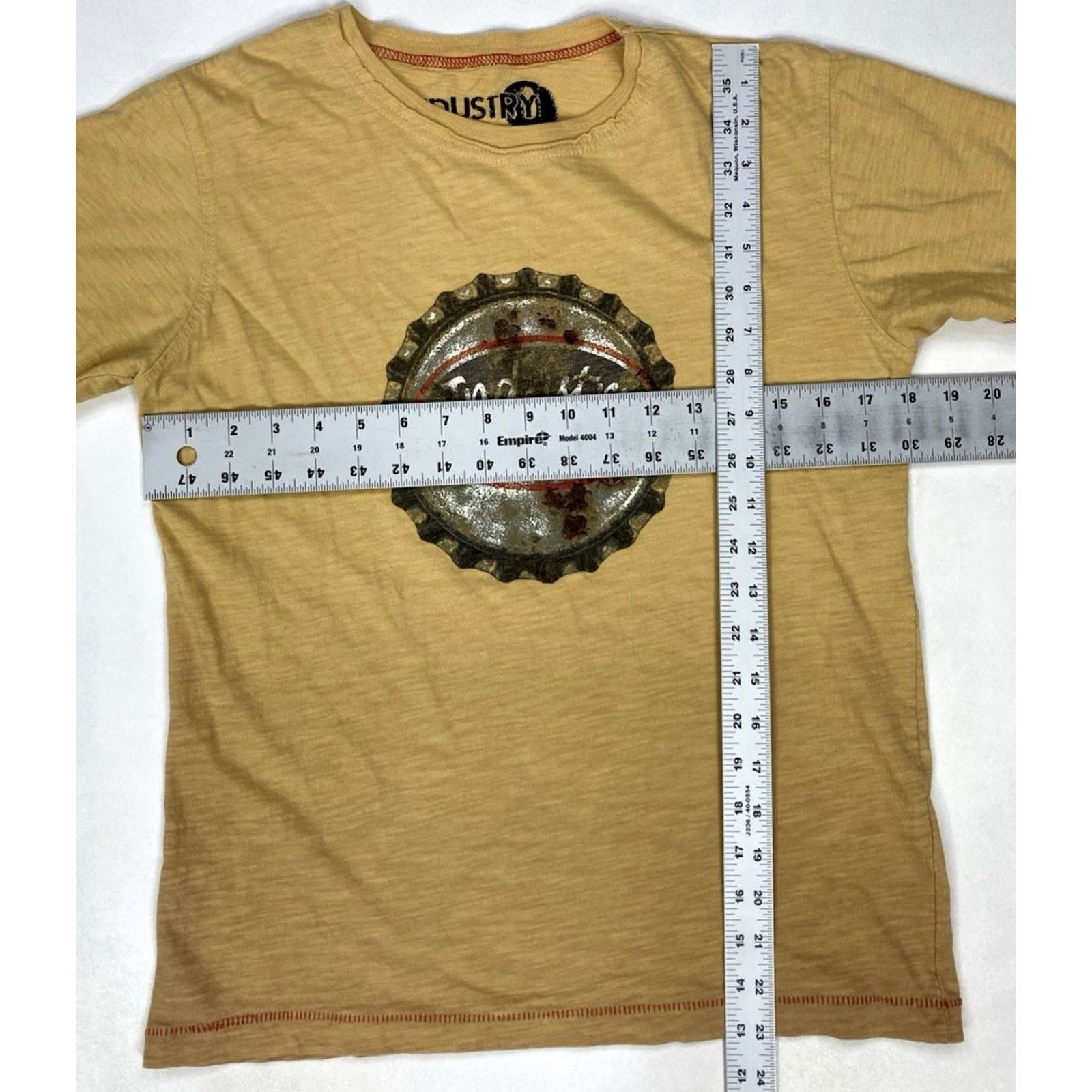 Logo 7 Industry 9 T-Shirt Women Medium Yellow Short Sleeve Crew Neck Size M / US 6-8 / IT 42-44 - 5 Thumbnail