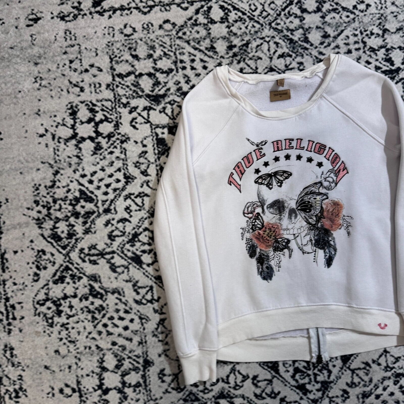 True Religion × Vintage True Religion Unisex White Cotton Crewneck Size XS Skull Zip Size US XS / EU 42 / 0 - 3 Thumbnail