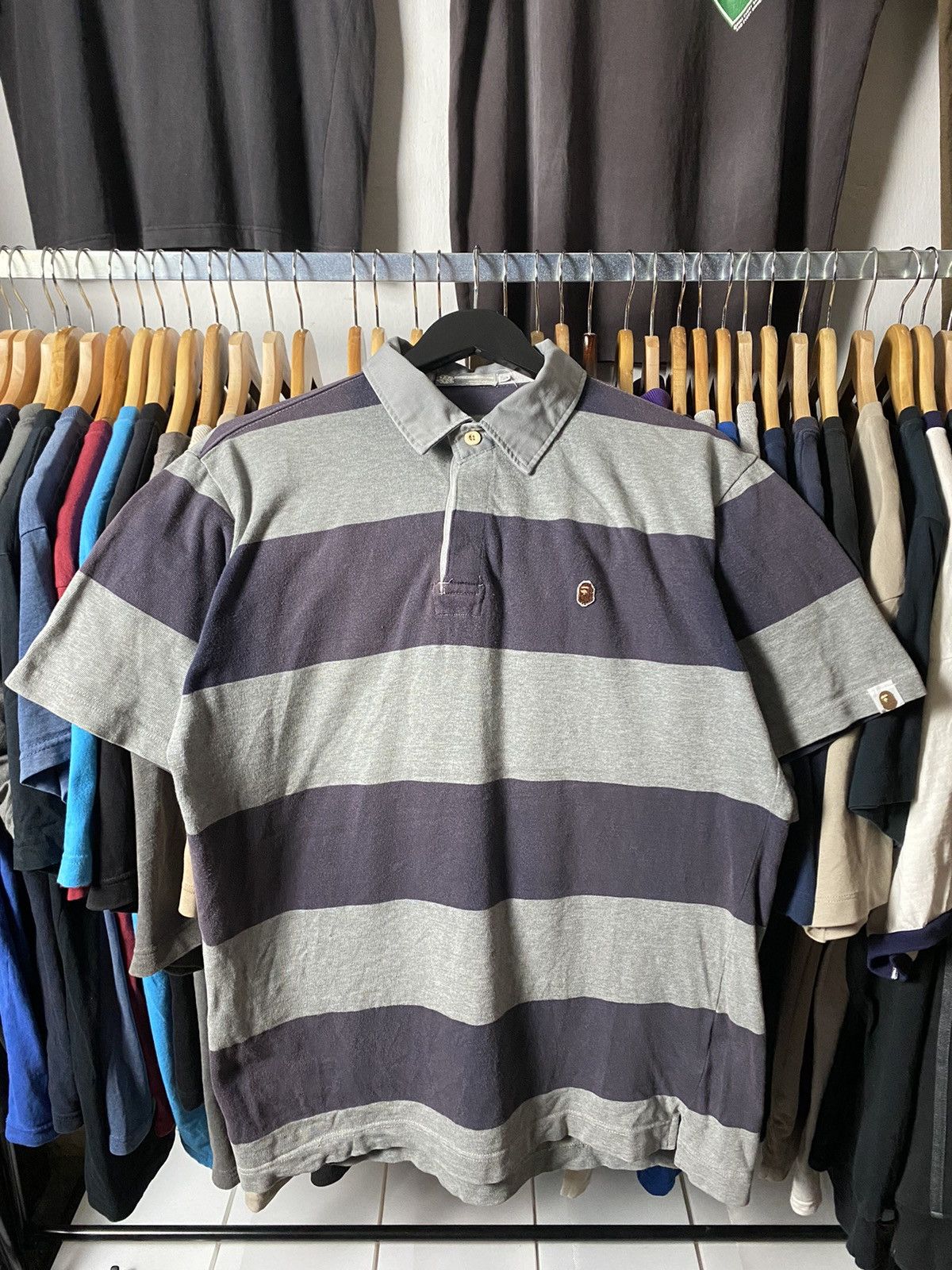 Bape × Vintage OG Vintage 2000 Made With General Rugby Polo Striped Shirts Size US L / EU 52-54 / 3 - 1 Thumbnail