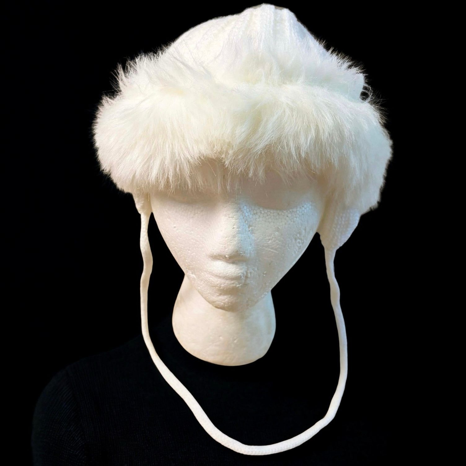 Other White Faux Fur Knit Hat Size ONE SIZE - 1 Thumbnail