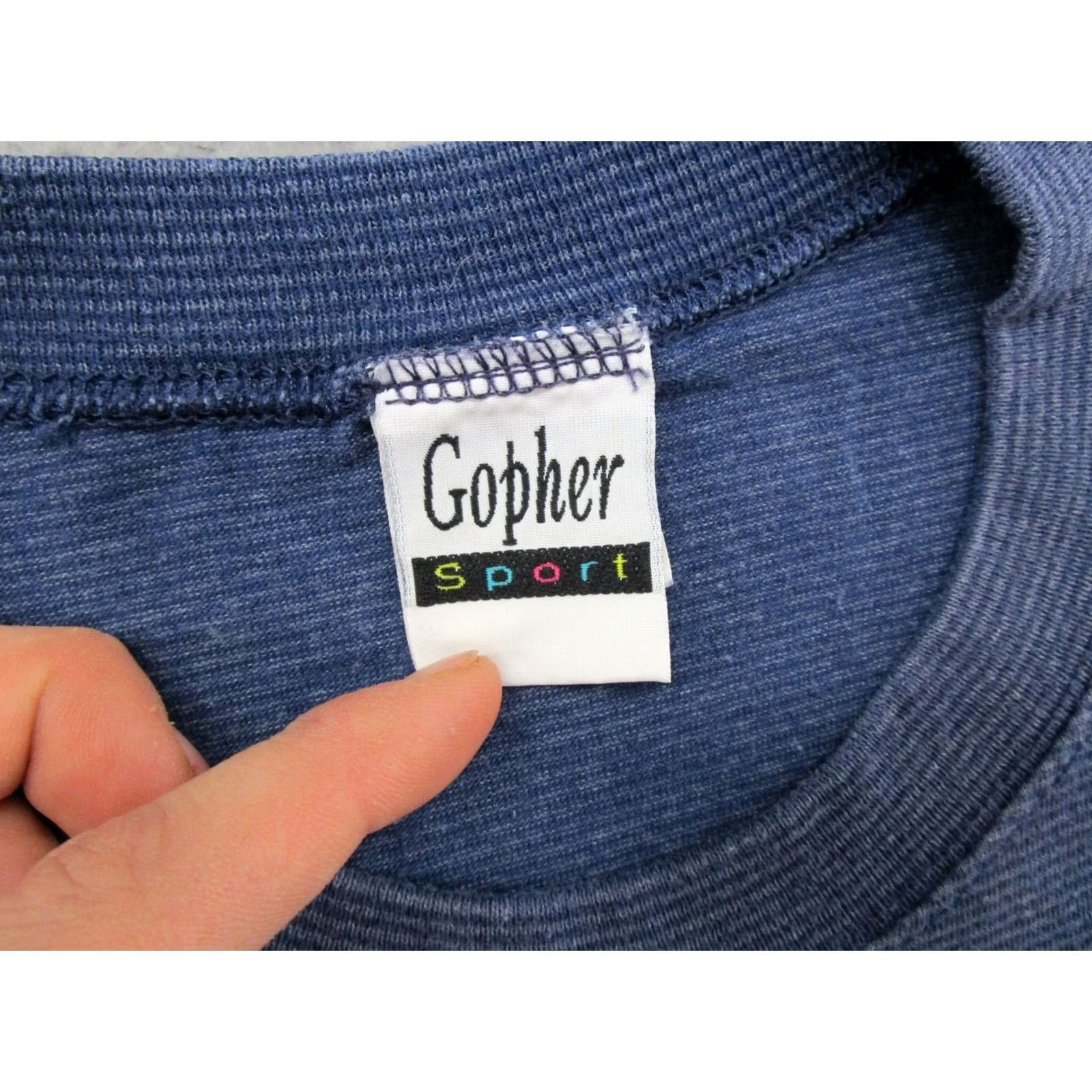 Vintage Vintage Gopher Sport Striped T-Shirt Men’s Size L Blue 90s 90s Theme Short Sleeve Shirt Mens Size US L / EU 52-54 / 3 - 3 Thumbnail