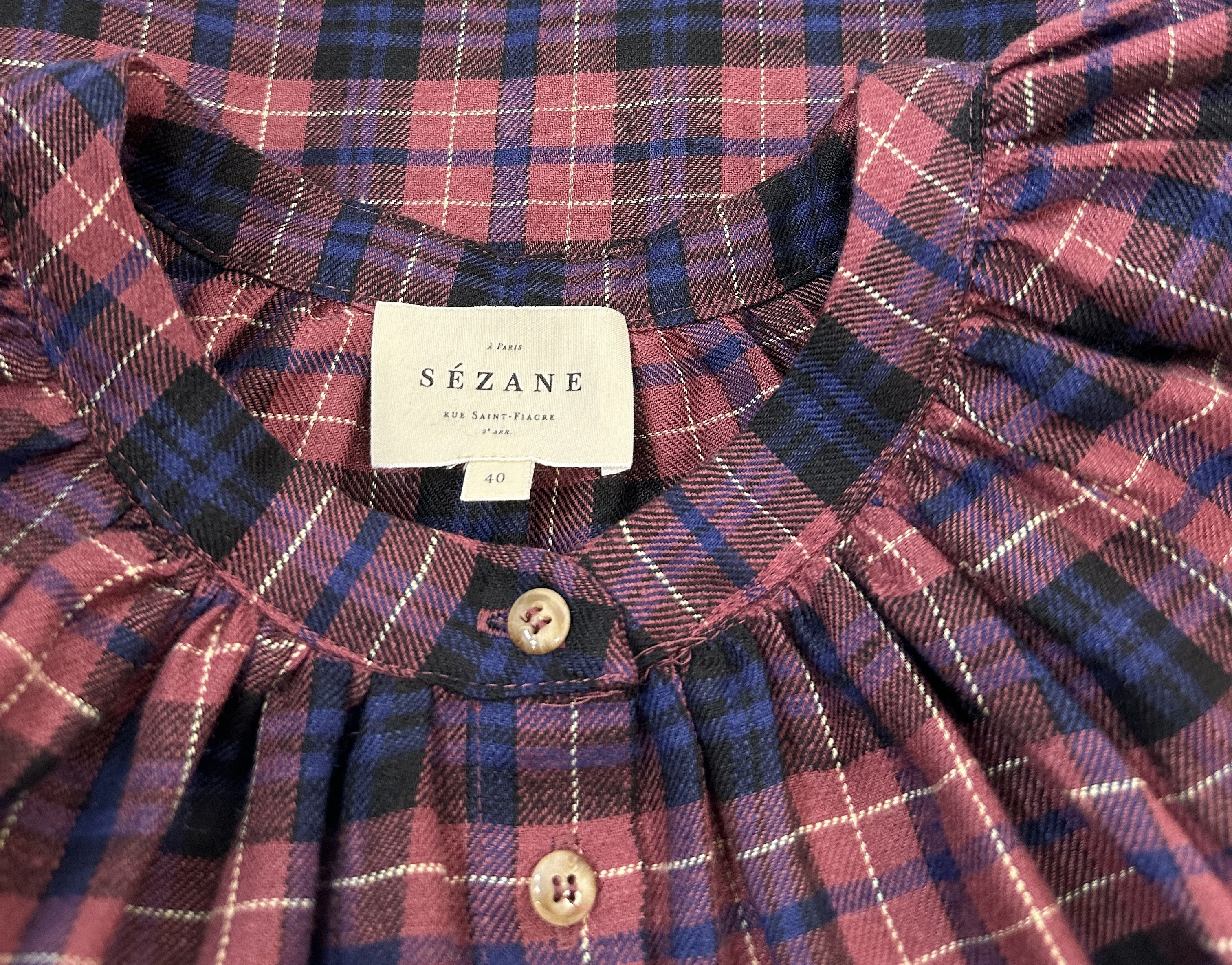 Sezane Lealys Shirt In Check Plaid Size M / US 6-8 / IT 42-44 - 6 Thumbnail