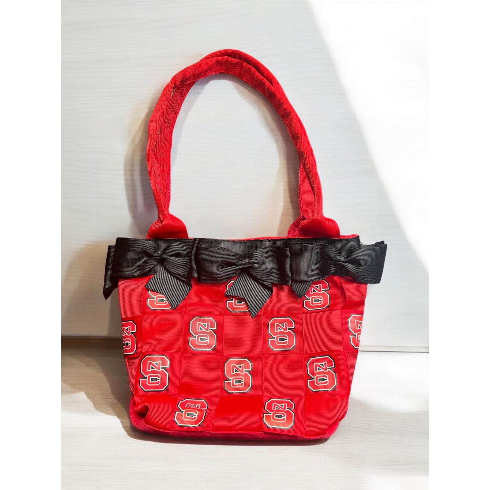 Vintage NC State Purse-Woven Ribbon Bag-North Carolina Wolfpack Tote Size ONE SIZE - 1 Thumbnail