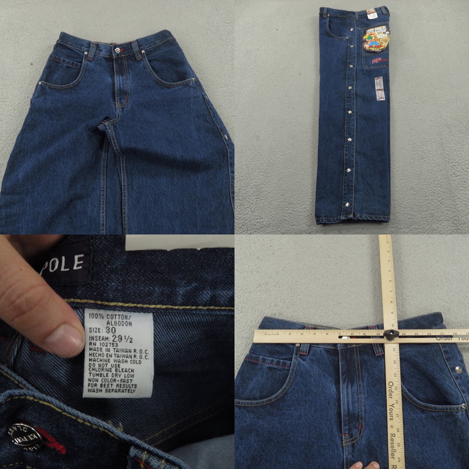 Vintage VINTAGE Ice Pole Baggy Jeans Men 30x30 Y2K Skater Grunge Streetwear Embroidered Wide-Leg 5-Pocket Design Blue Denim Cotton Jeans Mens Size US 30 / EU 46 - 8 Thumbnail