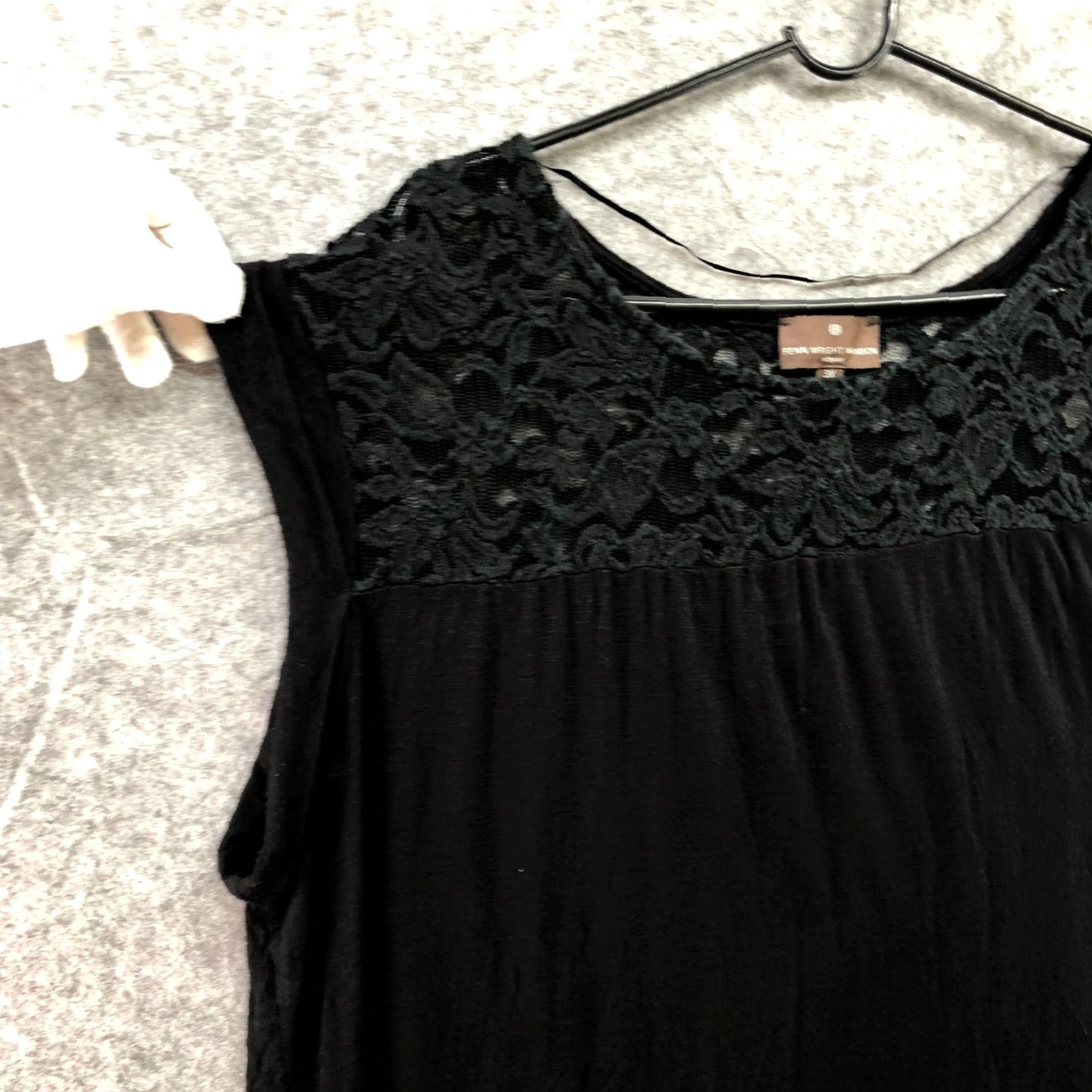 Vintage Fenn Wright Manson Top Adult 3X Black Lace Jersey Knit Short Sleeve Sleeveless Classic Womens Size XXL / US 16-18 / IT 52-54 - 5 Thumbnail