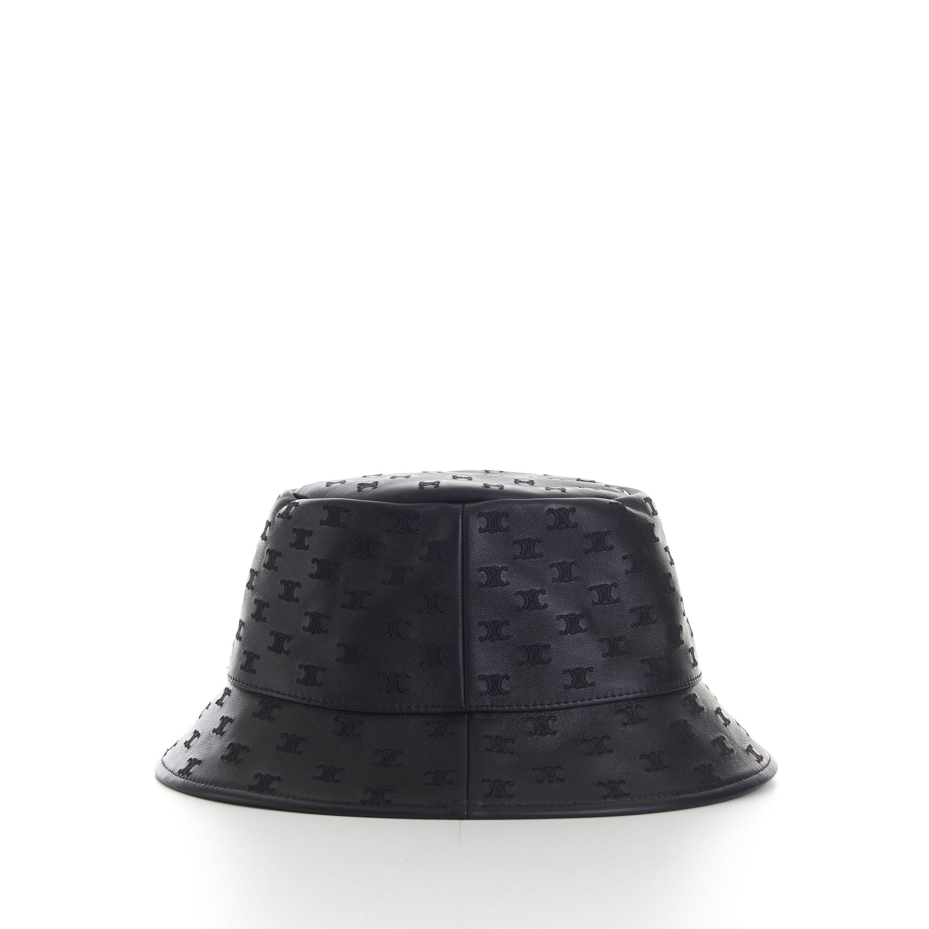 Celine Black Leather Bucket Hat - Mini Triomphe Embroidery Size ONE SIZE - 7 Thumbnail