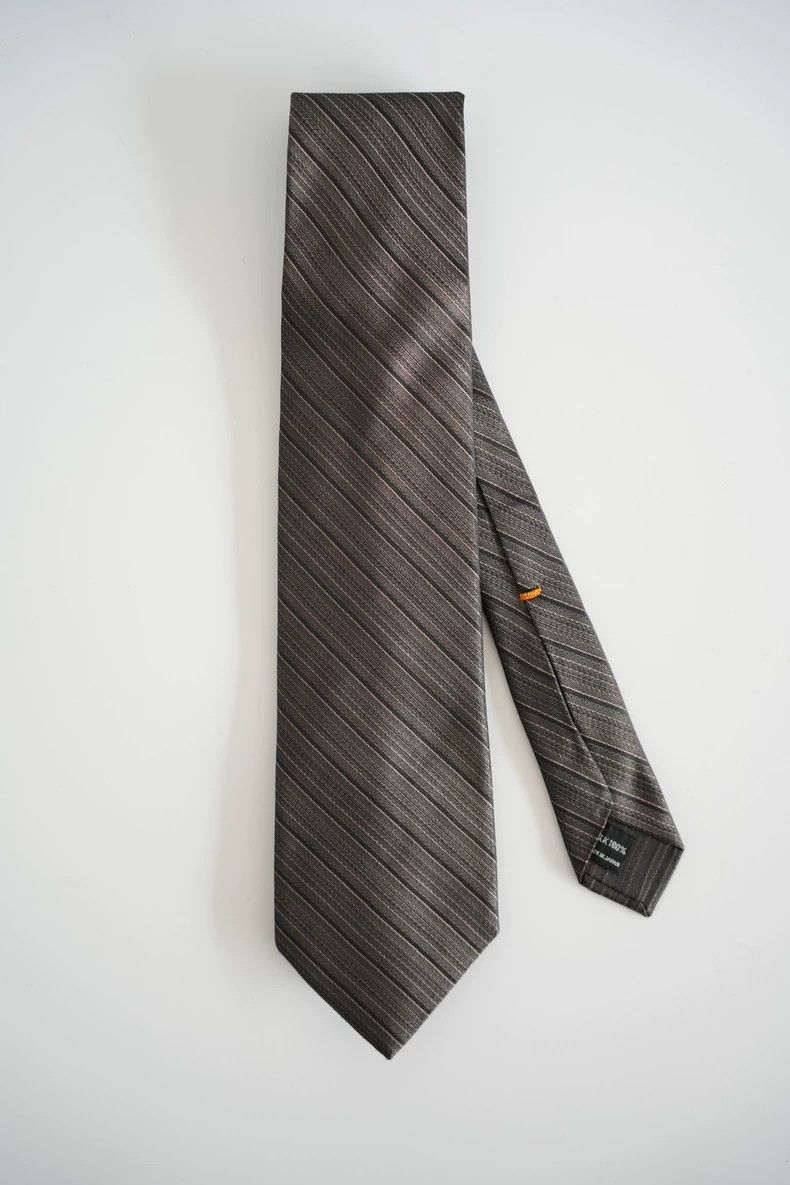 Yohji Yamamoto Yohji YamamotoBrown and grey twill silk tie 2503-Nextarrow Size ONE SIZE - 1 Thumbnail