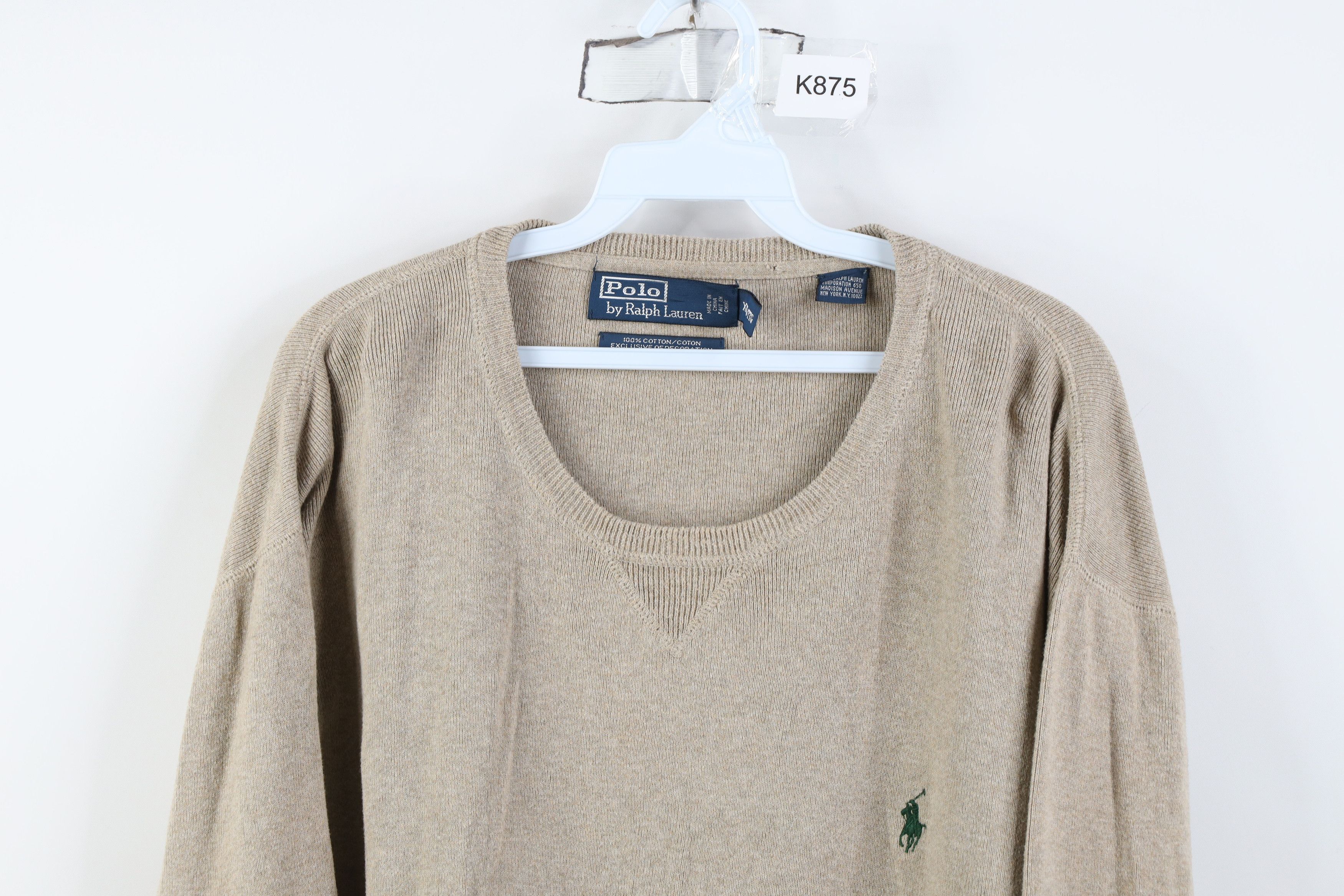Ralph Lauren Vintage 90s Ralph Lauren Cotton Ribbed Knit Sweater Beige Size US XXL / EU 58 / 5 - 2 Thumbnail