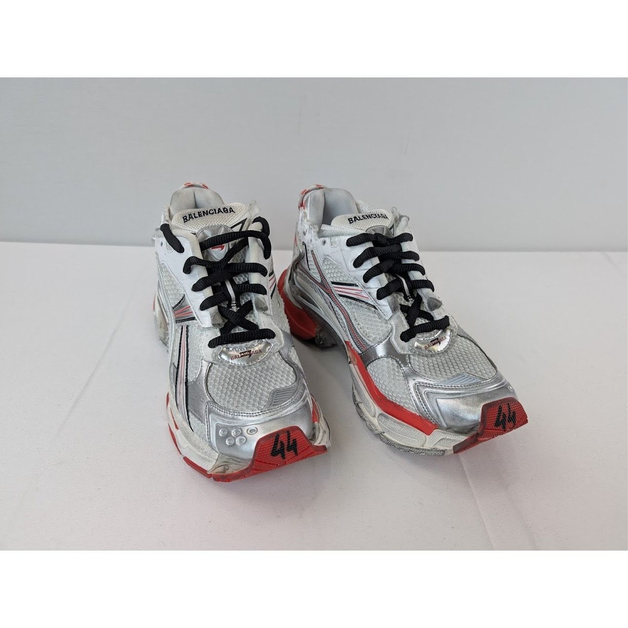 Balenciaga o1rshd1 Mesh Rubber Runners in White/Red/Black Size US 11 / EU 44 - 6 Thumbnail