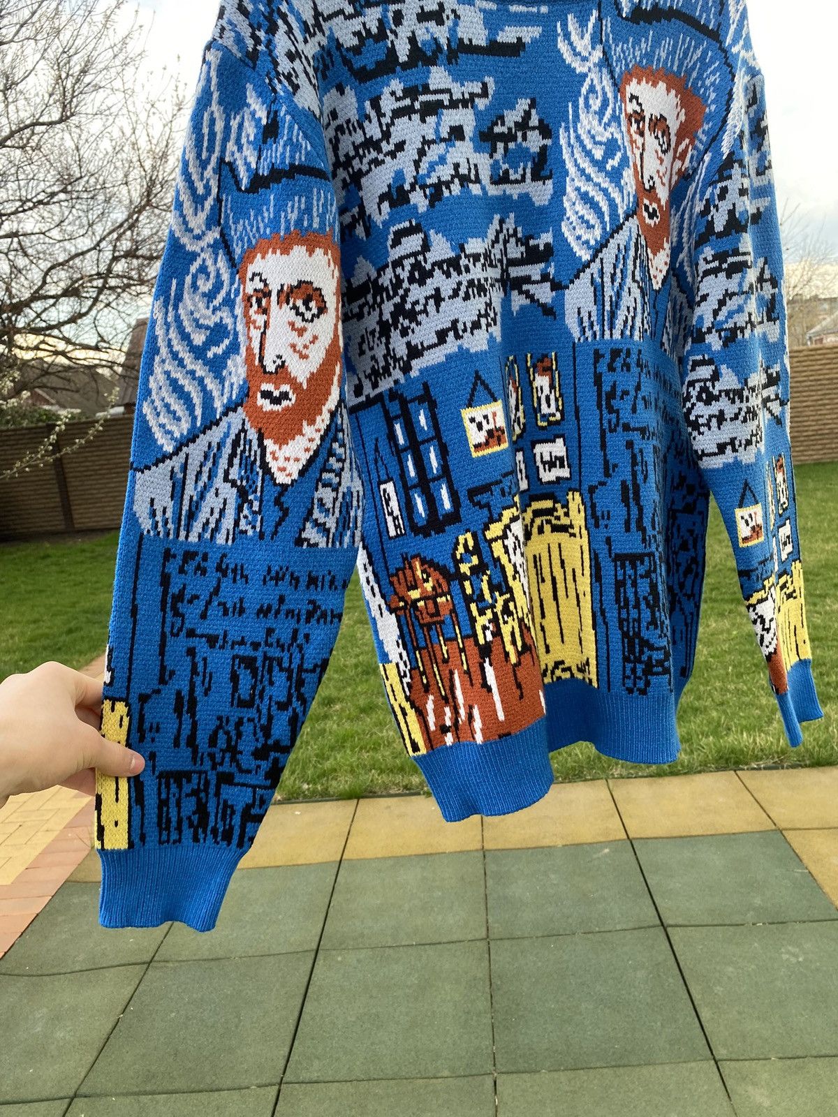Vintage Van Gogh Art Sweater Blue Graphic Knit Size L Vintage Style Size US L / EU 52-54 / 3 - 7 Thumbnail
