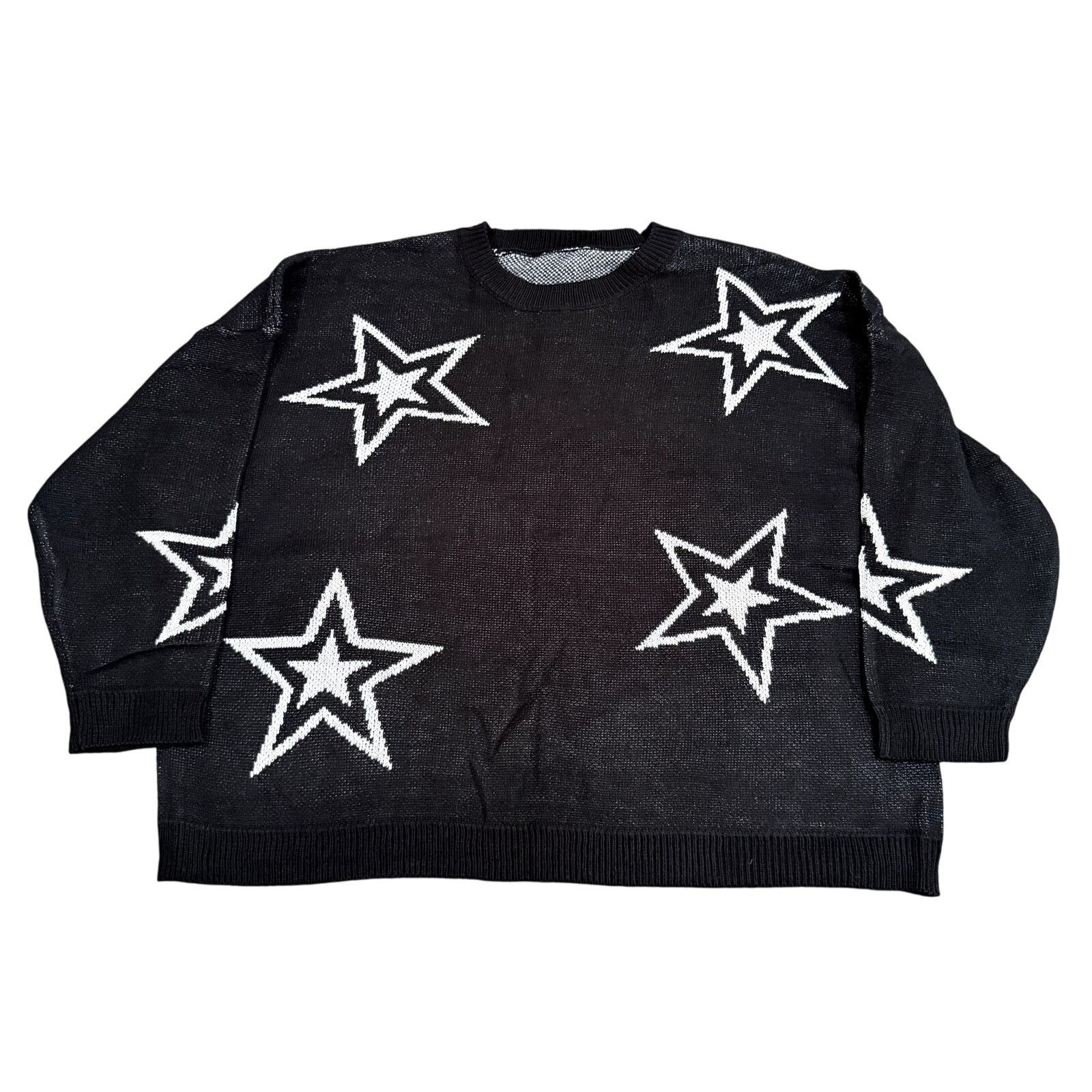 Shein Women's Plus Crewneck Star Sweater in Black, Size 28/30 Size ONE SIZE - 1 Thumbnail