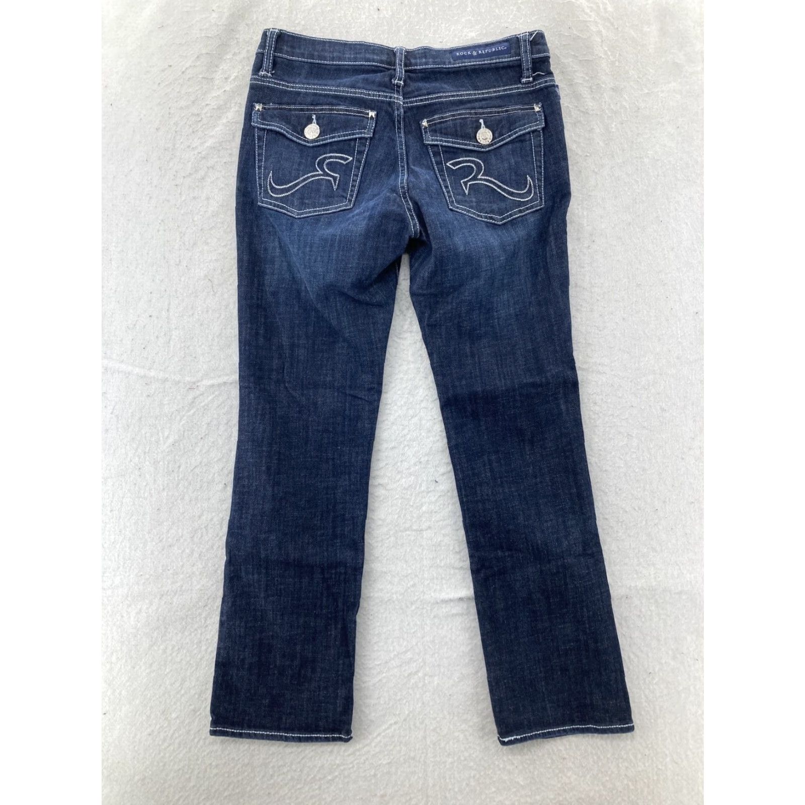 Vintage Womens Rock Republic Straight Leg Blue Low Rise Jeans Size 6 Size 28" / US 6 / IT 42 - 2 Thumbnail