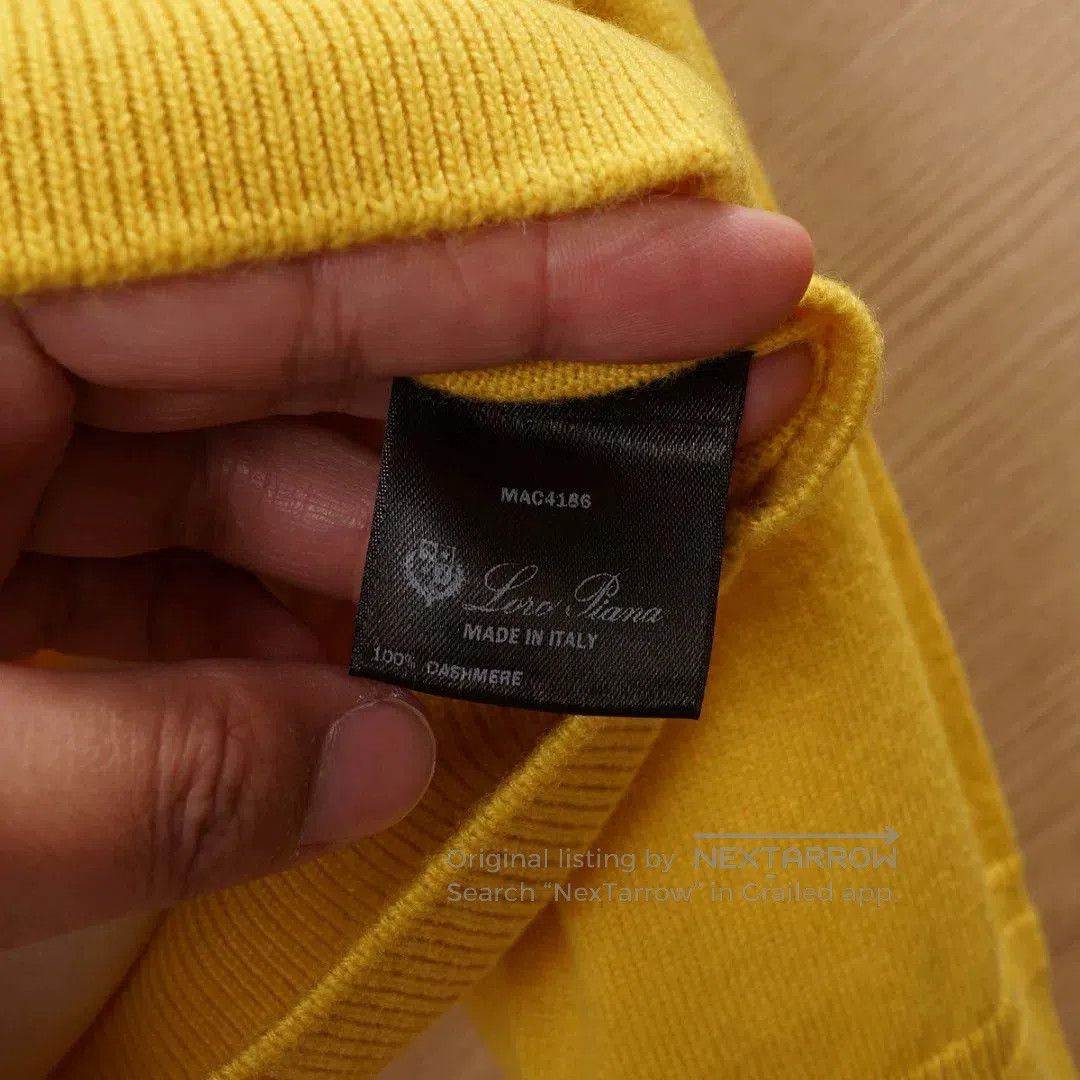 Loro Piana Loro Piana Yellow Cashmere Sweater. Size XXL / US 16-18 / IT 52-54 - 8 Thumbnail