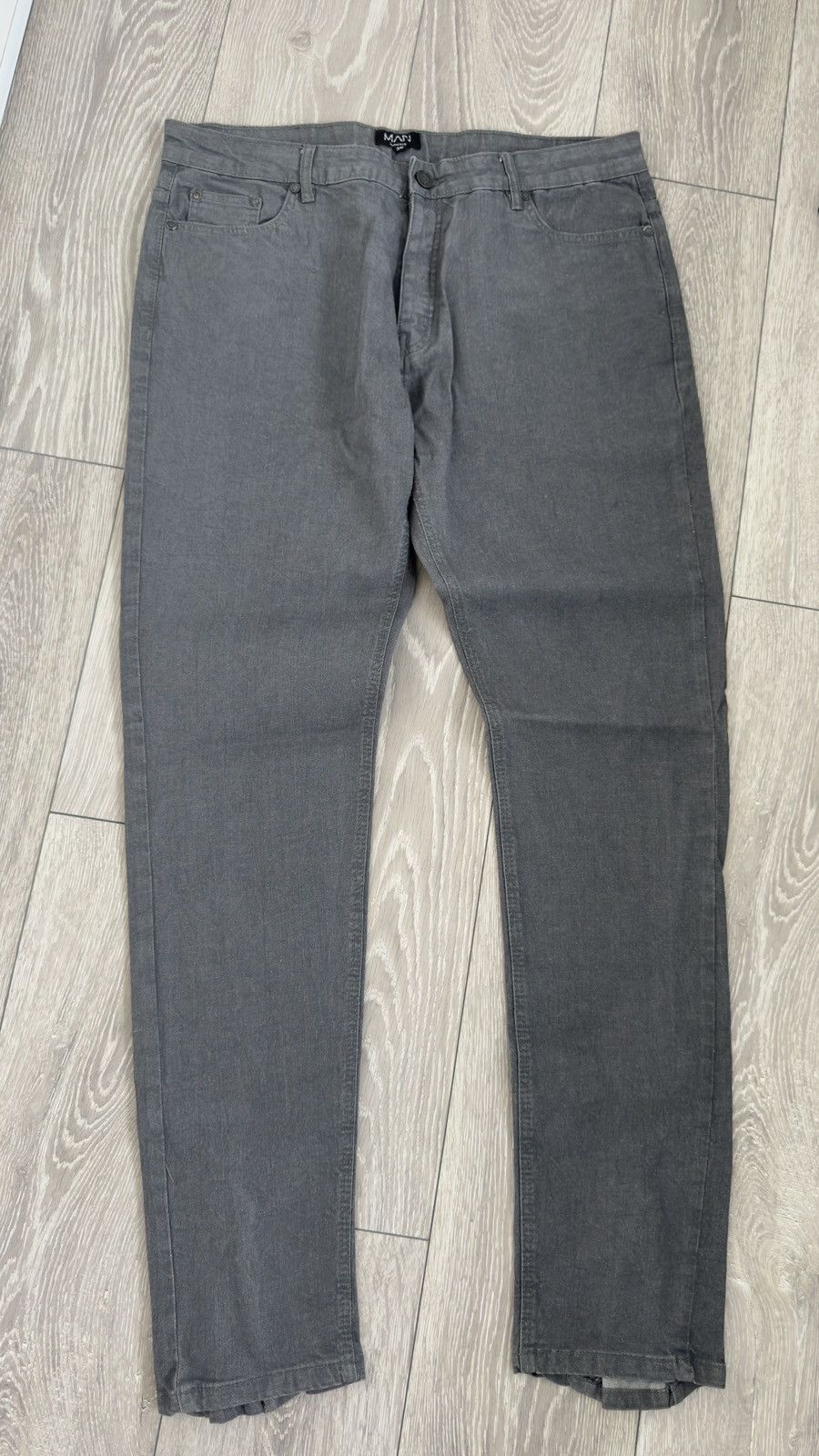 Fashion Nova Men's Grey Zip Detail Jeans - Size 38 Size US 38 / EU 54 - 1 Thumbnail