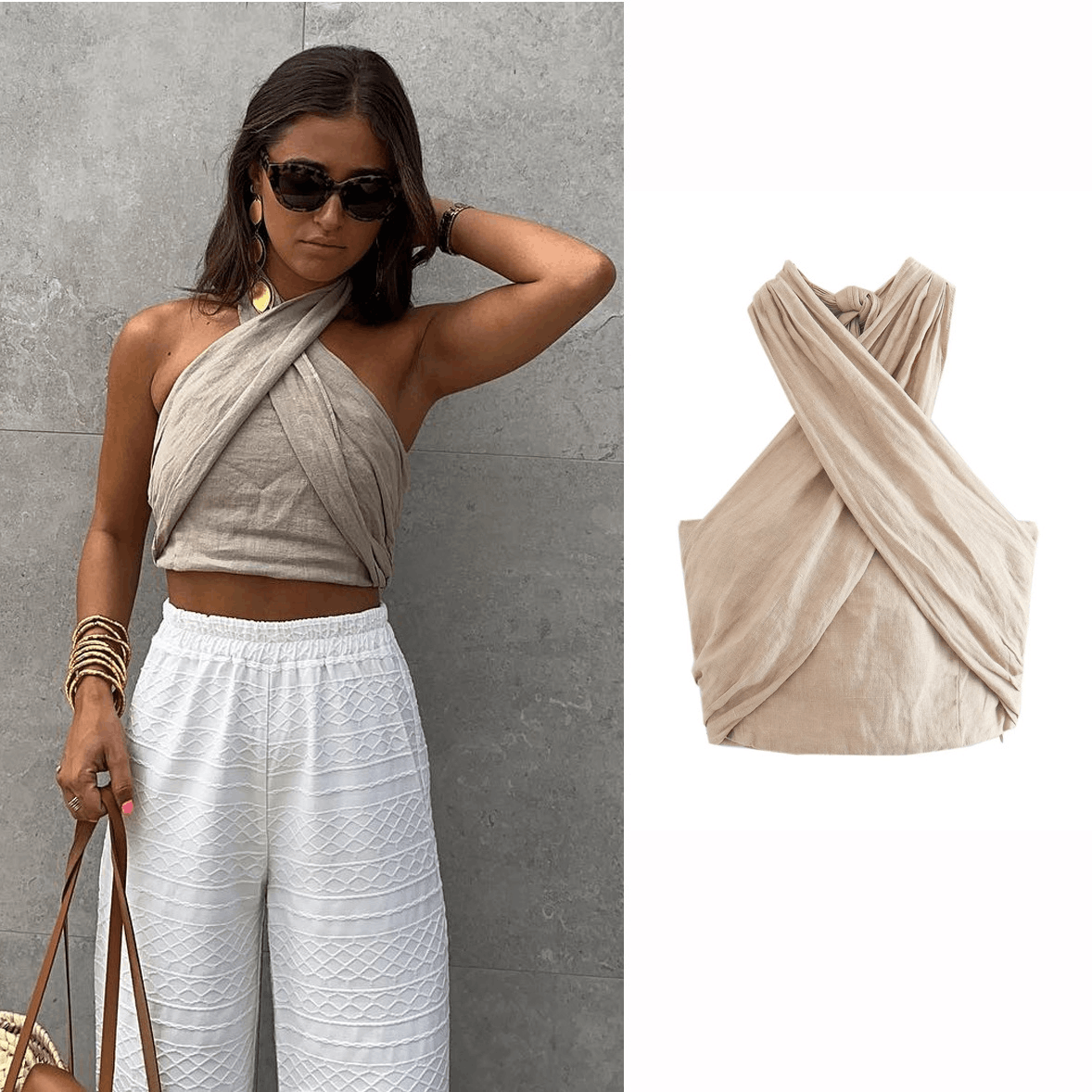 Other Women's Simple Fashion All-match Halter Linen Vest Top Size L / US 10 / IT 46 - 8 Thumbnail