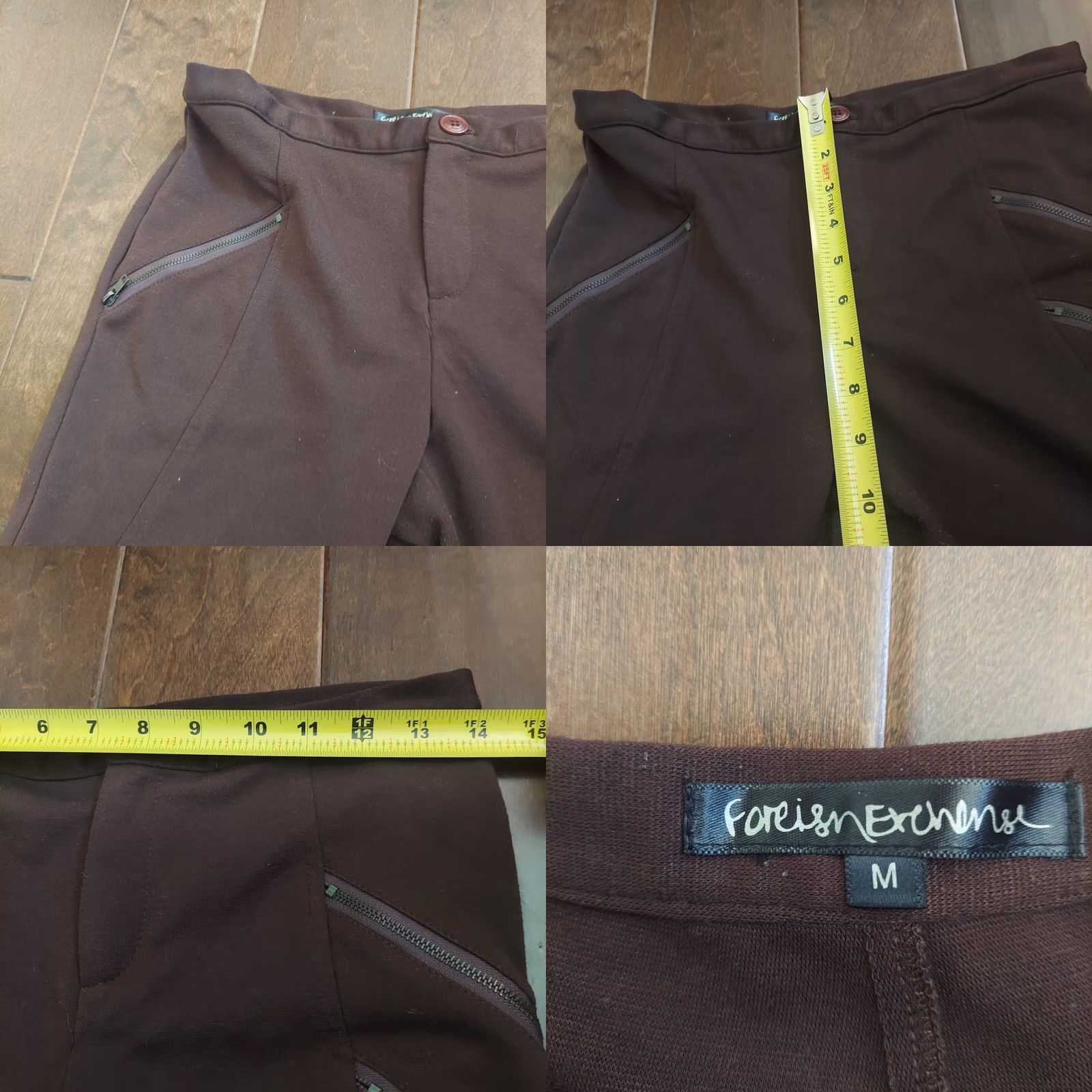 Vintage Foreign Exchange Women's Brown Dress Pants Zip Pockets & Leg Zip Up Pants M Brown Size 32" / US 10 / IT 46 - 9 Thumbnail