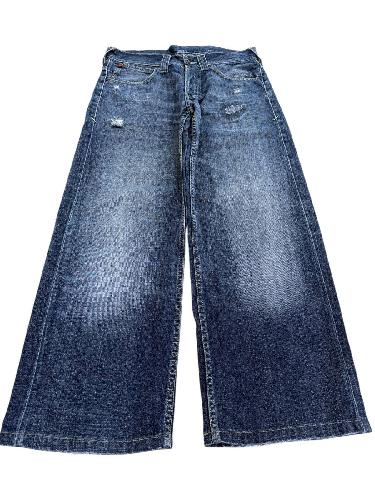 Evisu × Puma Evisu X Puma Buckle Back Faded Wash Denim Size US 33 - 2 Thumbnail