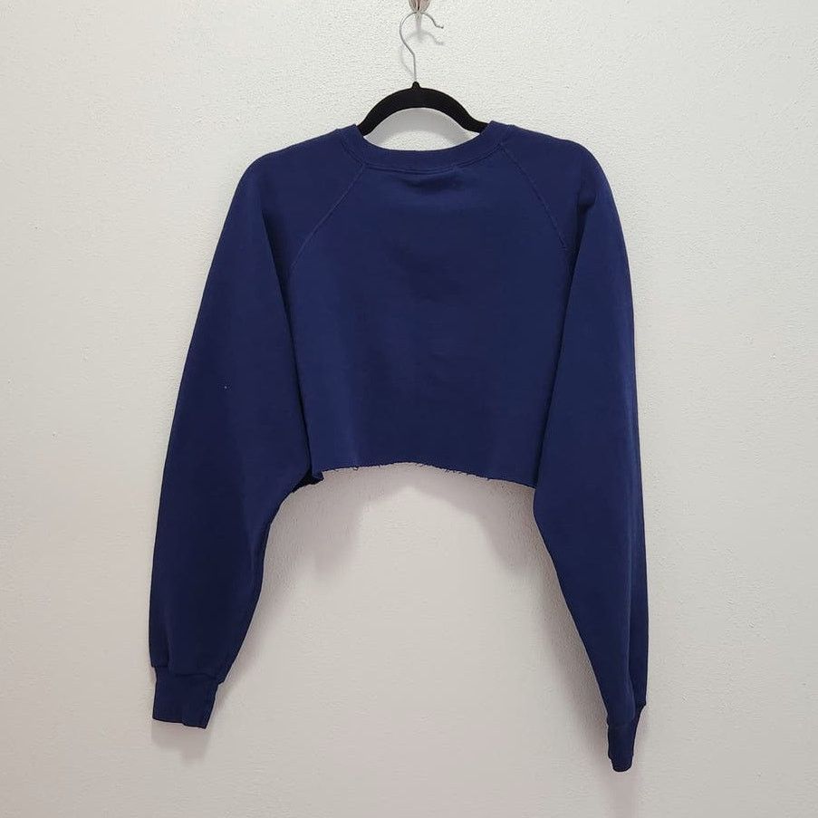 Vintage Vintage Raglan Crewneck Sweatshirt Cropped Blue Workout Size XL / US 12-14 / IT 48-50 - 4 Thumbnail
