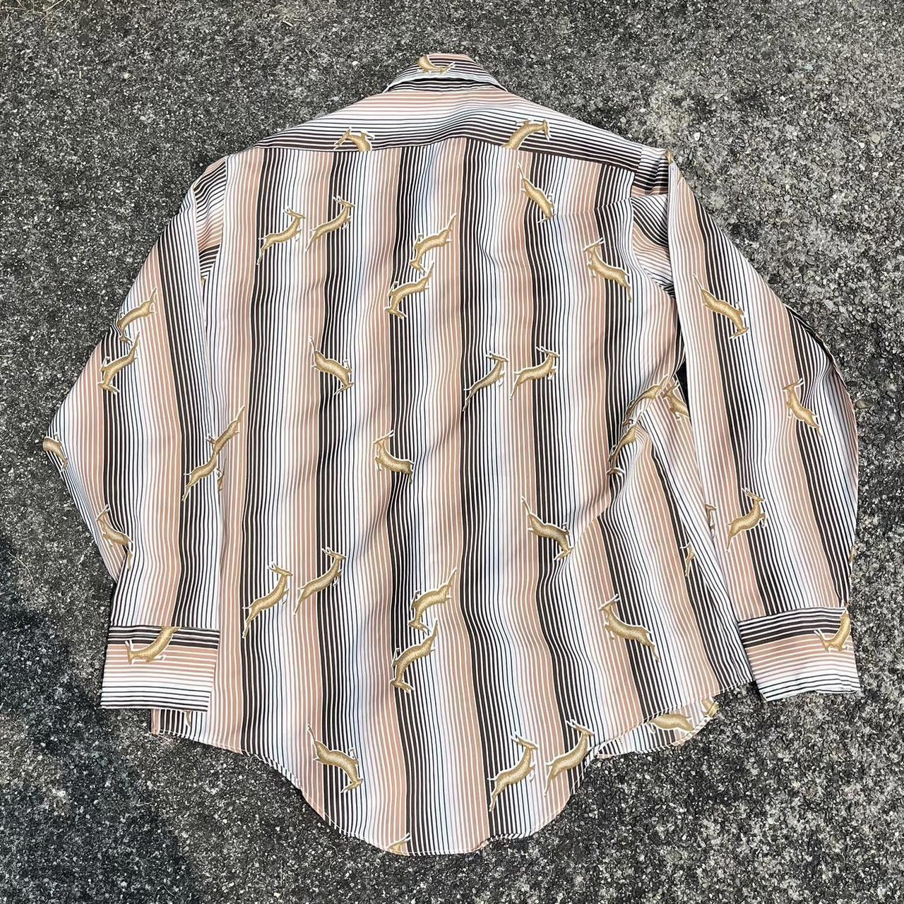 Designer Vintage 80s Landmark antelope striped brown button up Size US M / EU 48-50 / 2 - 2 Thumbnail