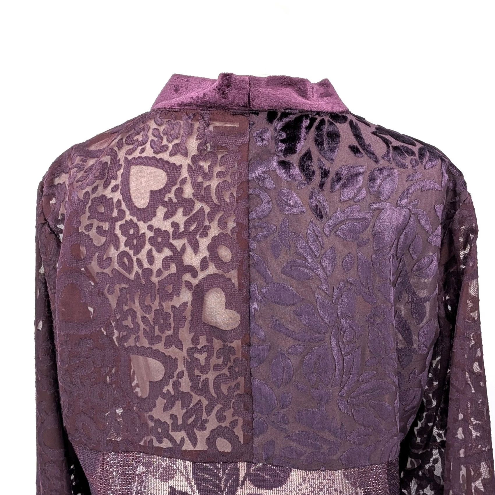 Vintage VINTAGE Sara Morgan Patchwork Burnout Velvet Jacket – Plum Purple, MP Size M / US 6-8 / IT 42-44 - 6 Thumbnail