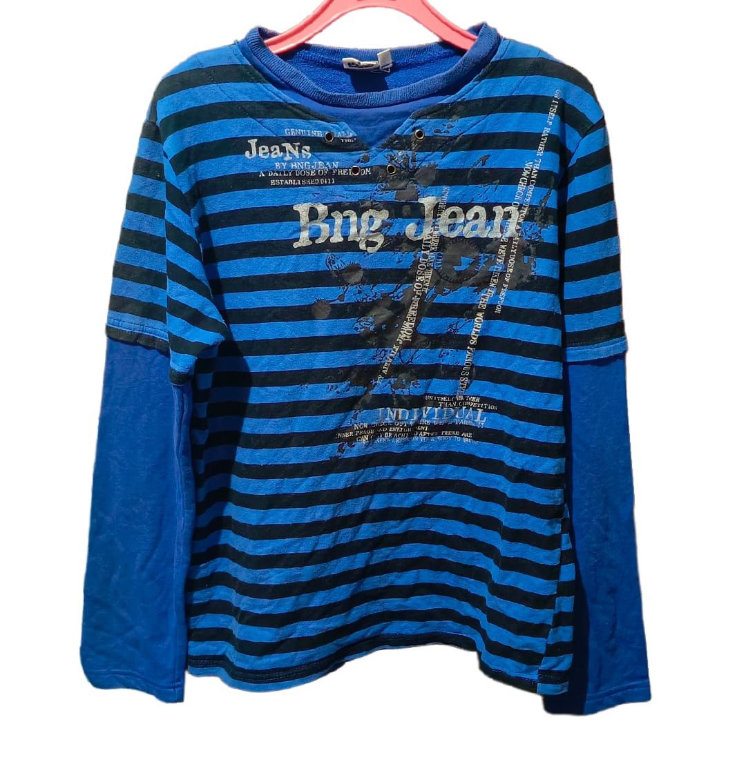 image of If Six Was Nine x Le Grande Bleu L G B Y2K Pop Demon- Poem Double Layer Long Sleeve Lgb in Blue (Si