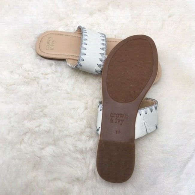 Vintage CROWN & IVY Maryna Flat Sandals T-Strap Women's Size 8 M Ivory NEW Size US 8 / IT 38 - 4 Thumbnail