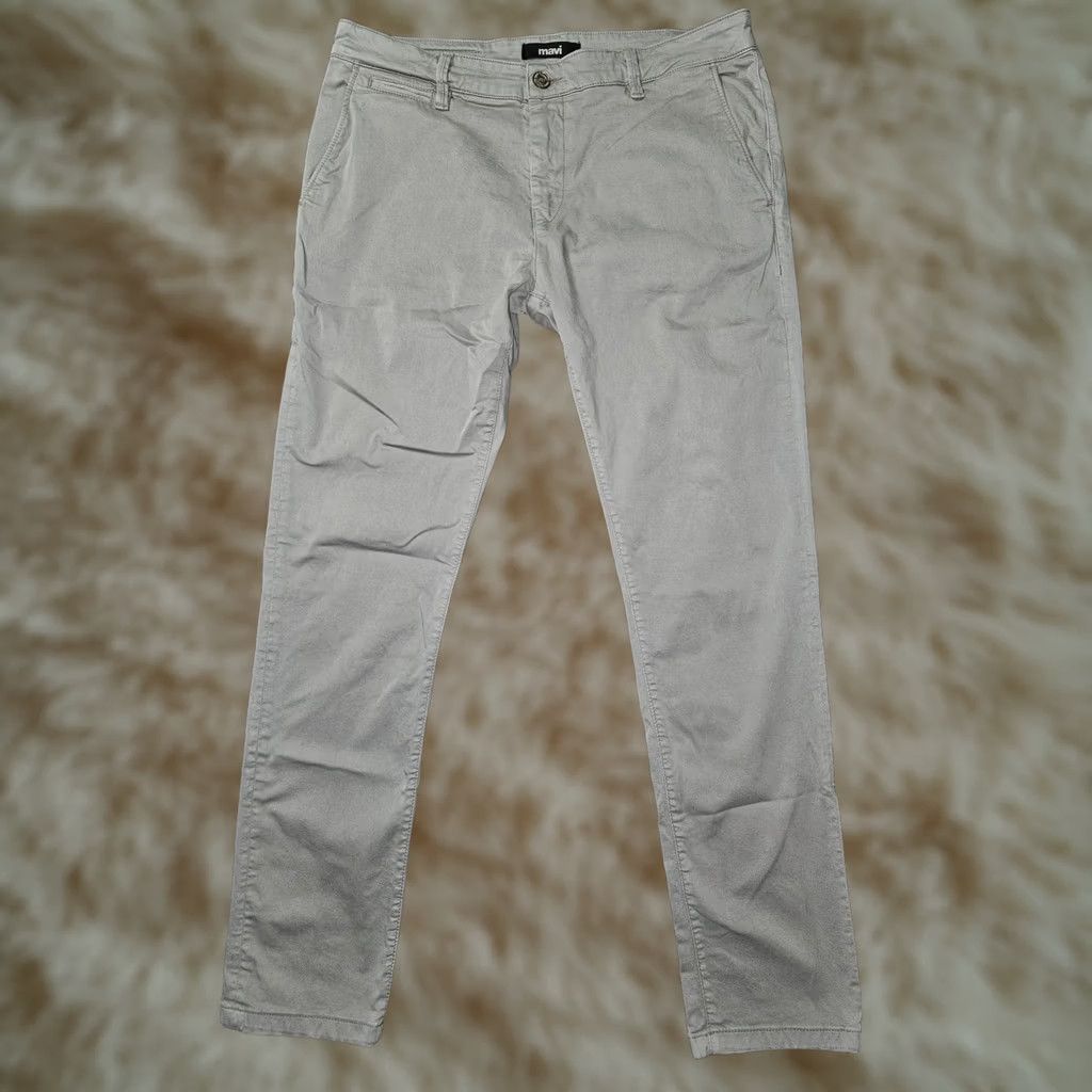 Mavi Mavi Mens Gray Chino Pants Slim Fit Tapered Cotton 36x3 Pockets Flat Front Zip Fly Button Size US 36 / EU 52 - 1 Thumbnail