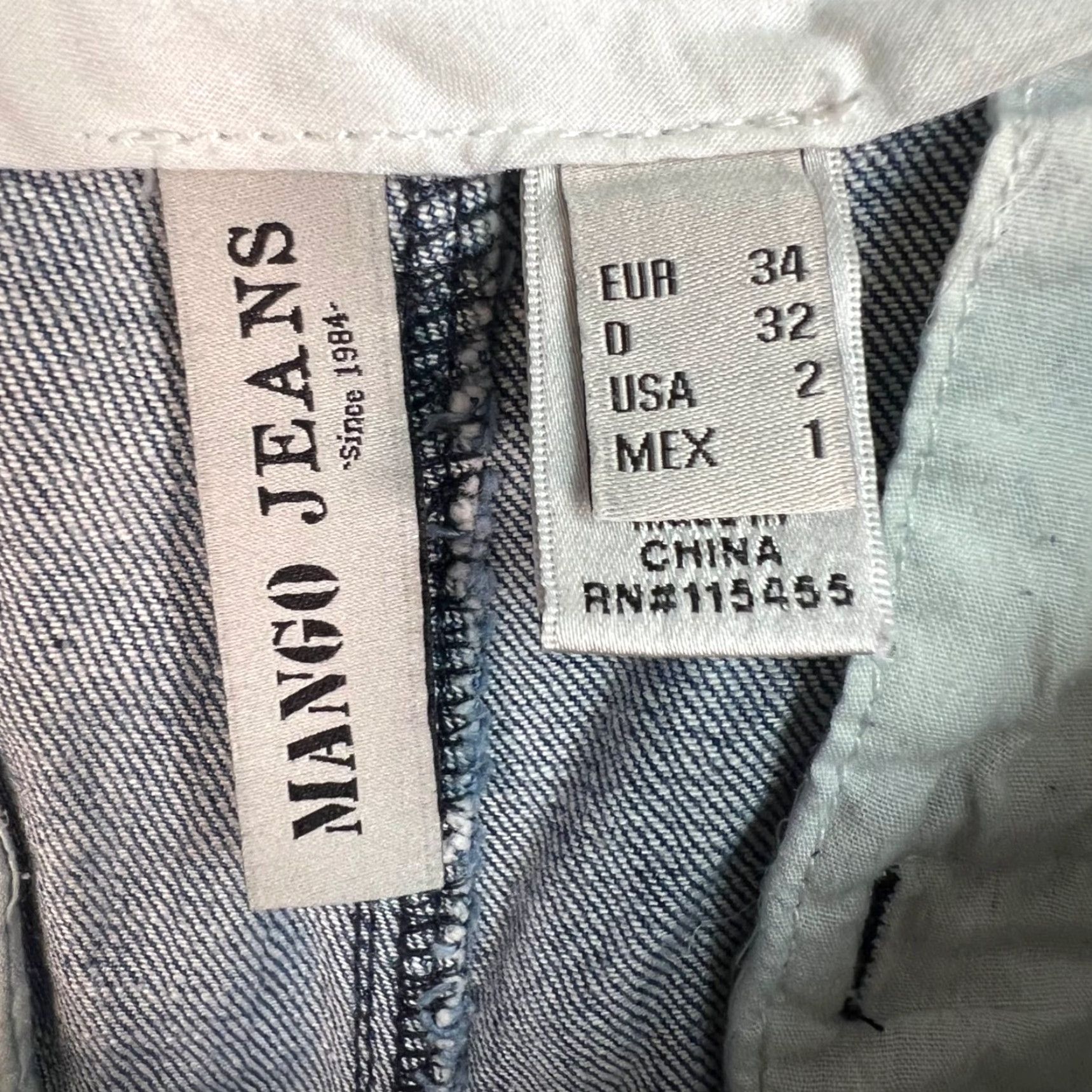Mango Mango Jeans Womens Size 2 Blue Straight Leg Denim Pants Cotton Blend Adult Regular 5-Pocket Womens Jeans 90s Style? Size 26" / US 2 / IT 38 - 4 Thumbnail