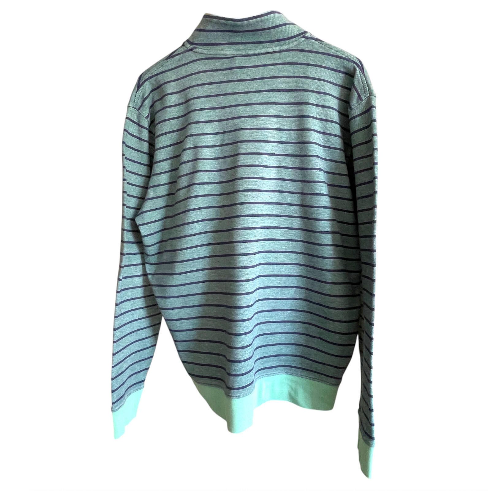 Vineyard Vines Vineyard Vines Mens M Cotton 1/4 Zip Pullover Green Striped Size US M / EU 48-50 / 2 - 2 Thumbnail