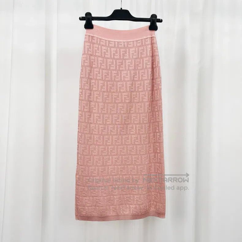 Fendi Pink Printed Monogram Knitted Skirt