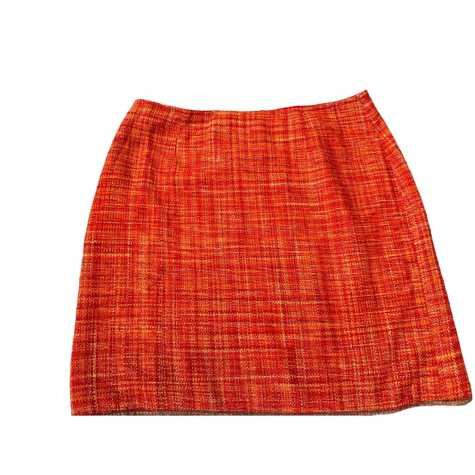 Other Josephine Chaus Medium Orange Tweed-Style Skirt Size 30" / US 8 / IT 44 - 5 Thumbnail