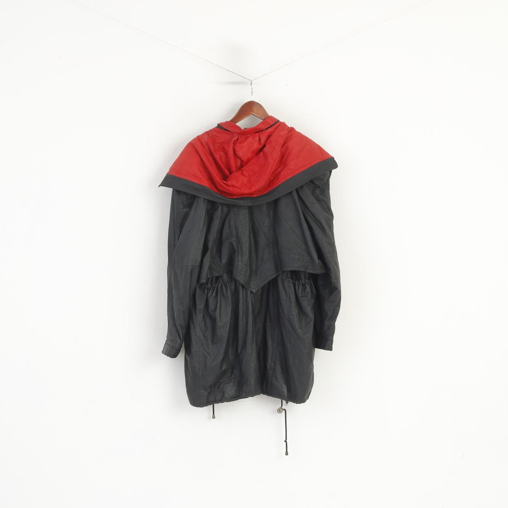 Vintage Vintage Women L Leather Jacket Black Red Hood 3968 Size L / US 10 / IT 46 - 7 Thumbnail