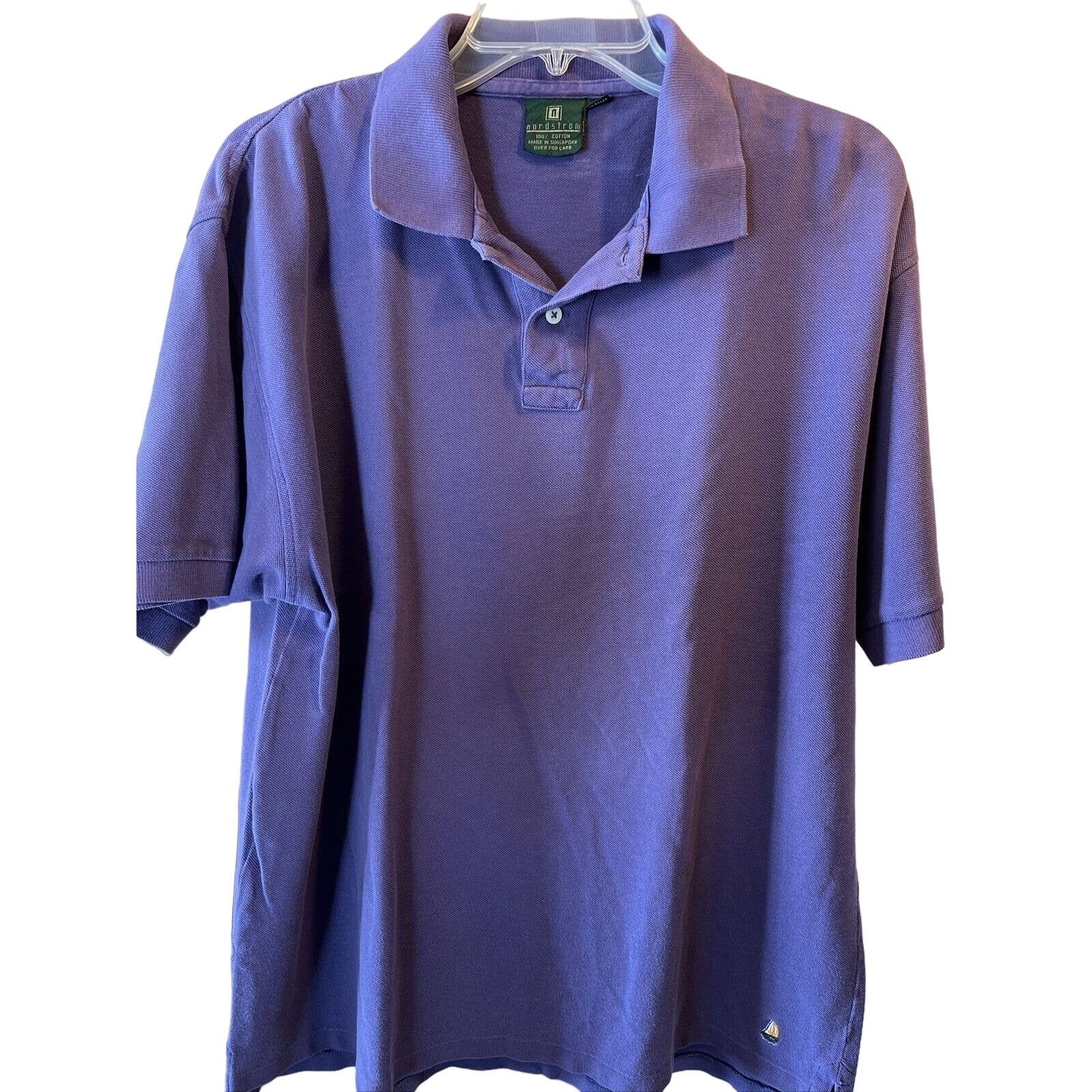 Nordstrom Nordstrom Mens L Purple Short Sleeve Button cotton golf polo Size US L / EU 52-54 / 3 - 1 Thumbnail