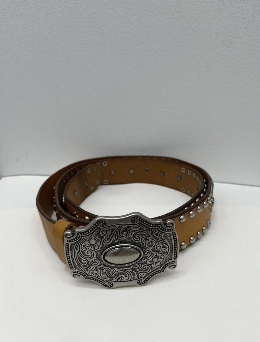 Japanese Brand Chrome Hearts Style Leather Belt Size 38 - 2 Thumbnail