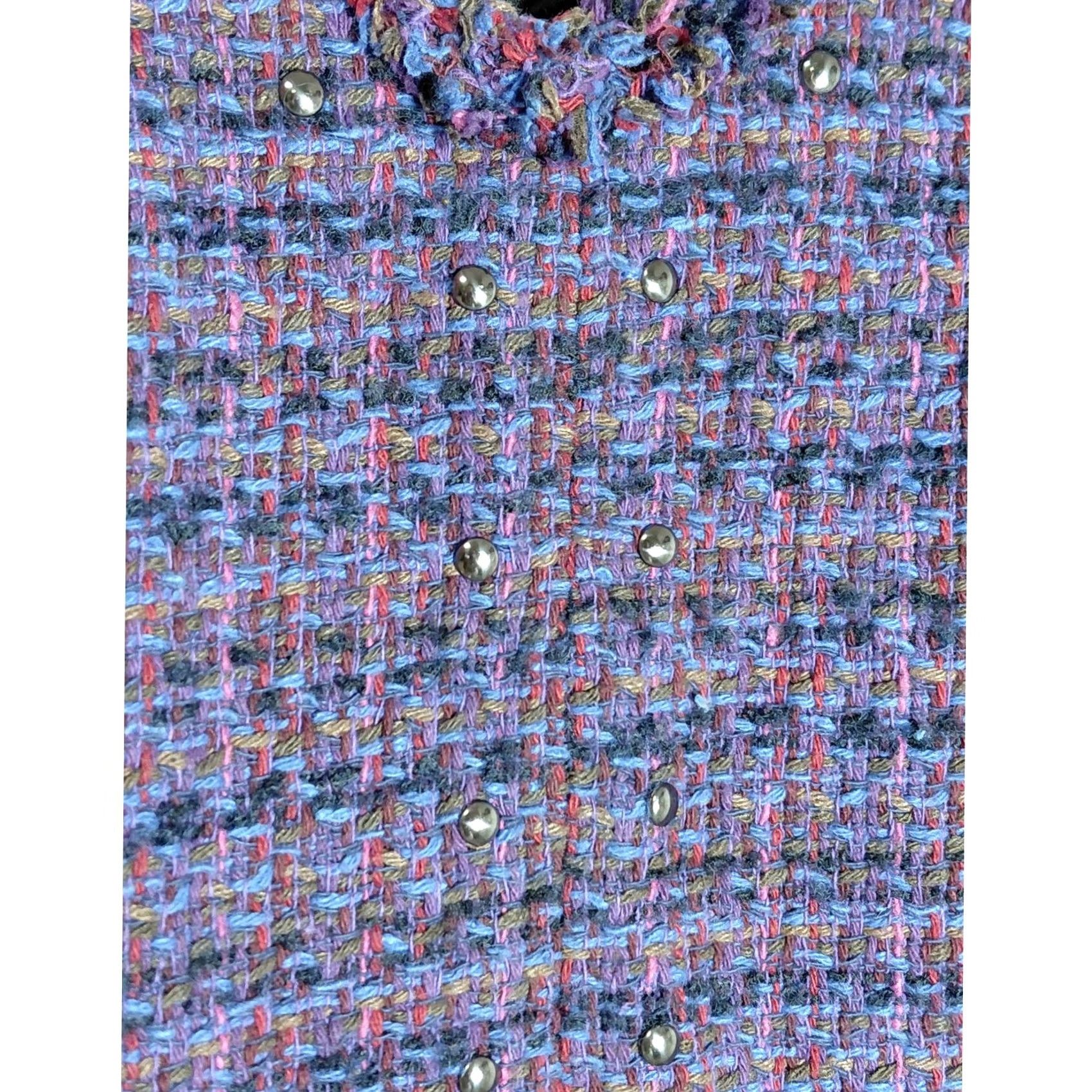 Zara ZARA Tweed Plaid Wool Blend Tank Top Women Size 13-14 Purple Sleeveless Size XL / US 12-14 / IT 48-50 - 3 Thumbnail