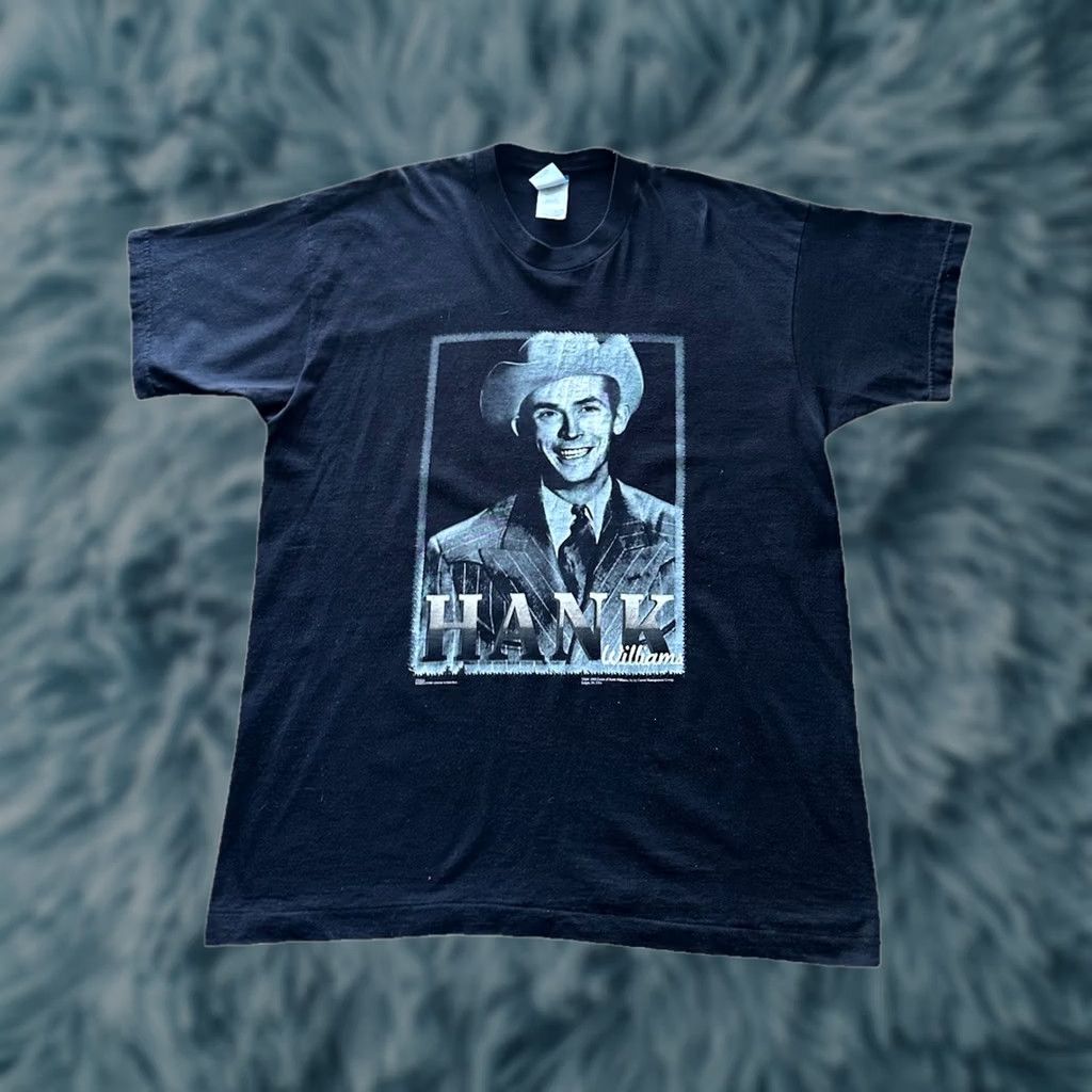 Fruit Of The Loom VINTAGE Hank Williams SR Crewneck T Shirt Tee XL Black 90s Heavyweight Cotton Men Short Sleeve Size US XL / EU 56 / 4 - 1 Thumbnail