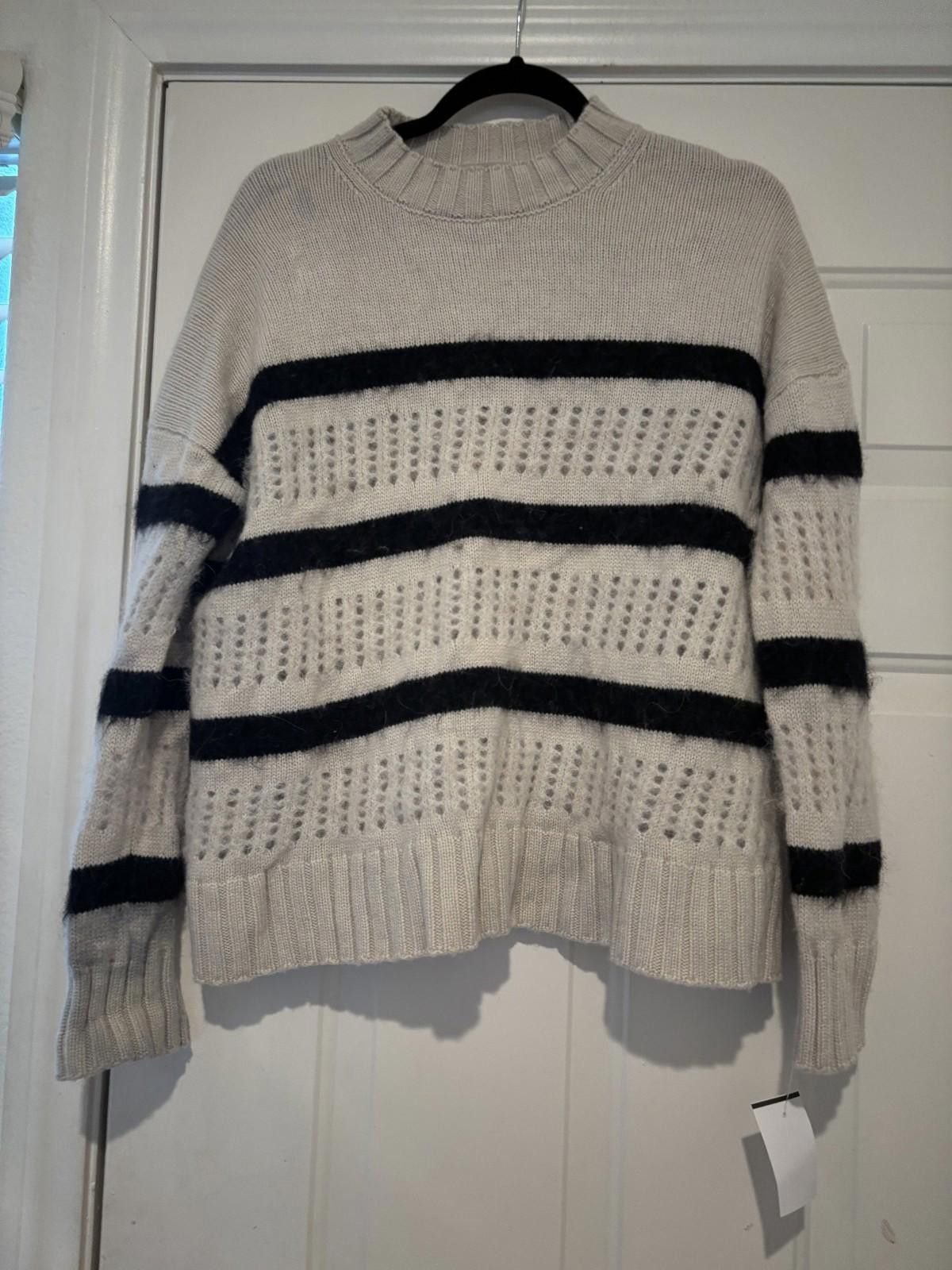Allsaints Womens All Saints Sweater sz S cream with black stripes #385 Size S / US 4 / IT 40 - 1 Thumbnail