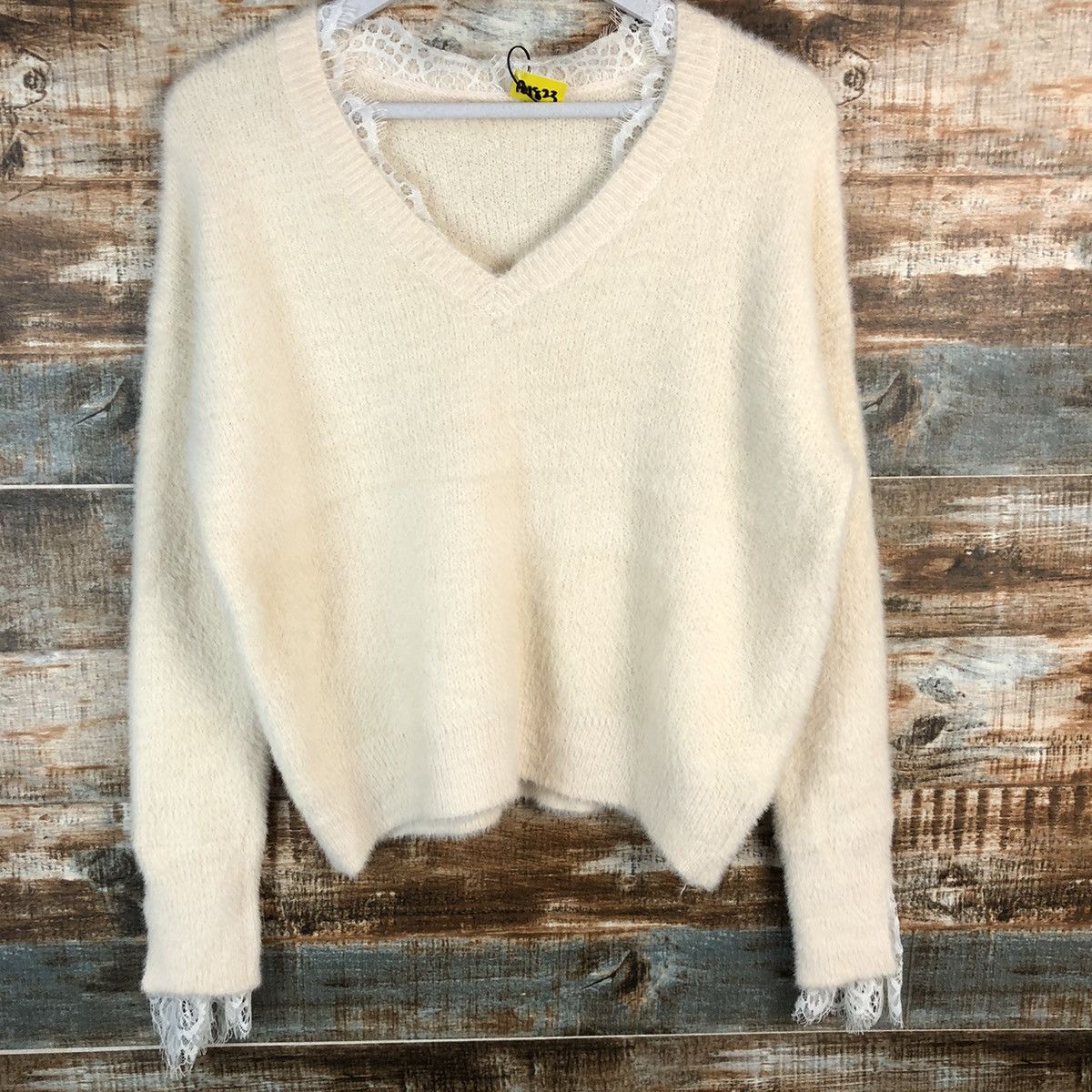 Homespun Knitwear × Japanese Brand Van Ake White Knitwear #A1823 Size M / US 6-8 / IT 42-44 - 3 Thumbnail