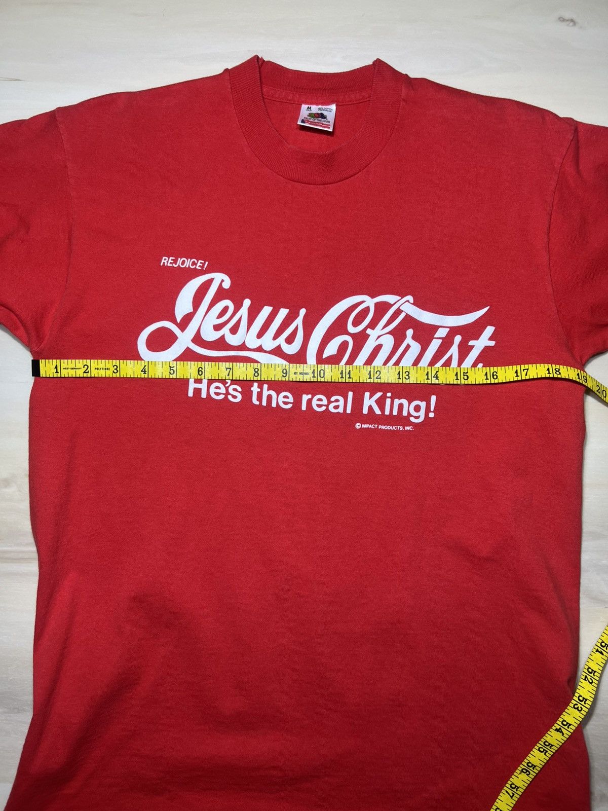 Fruit Of The Loom Jesus Christ Coke Parody Shirt Sz Medium Red Single Stitch Size US M / EU 48-50 / 2 - 7 Thumbnail