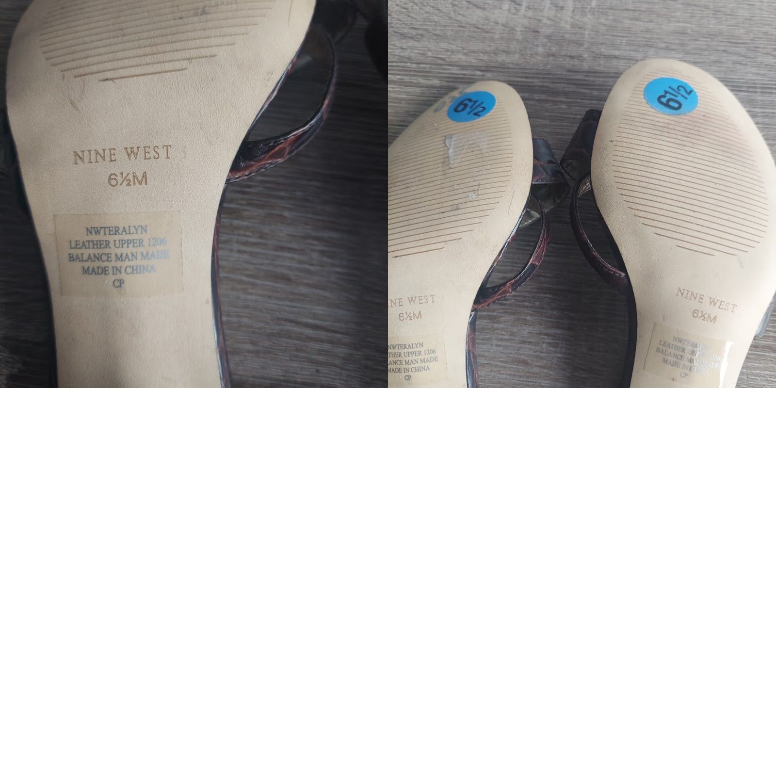 Nine West Nine West Sandal Women's Black Leather Ceoc Pattern Heel - Size 6.5M, Casual Formal Party/Cocktail, Breathable Straps, Slip On, Made in China Size US 7 / IT 37 - 10 Thumbnail