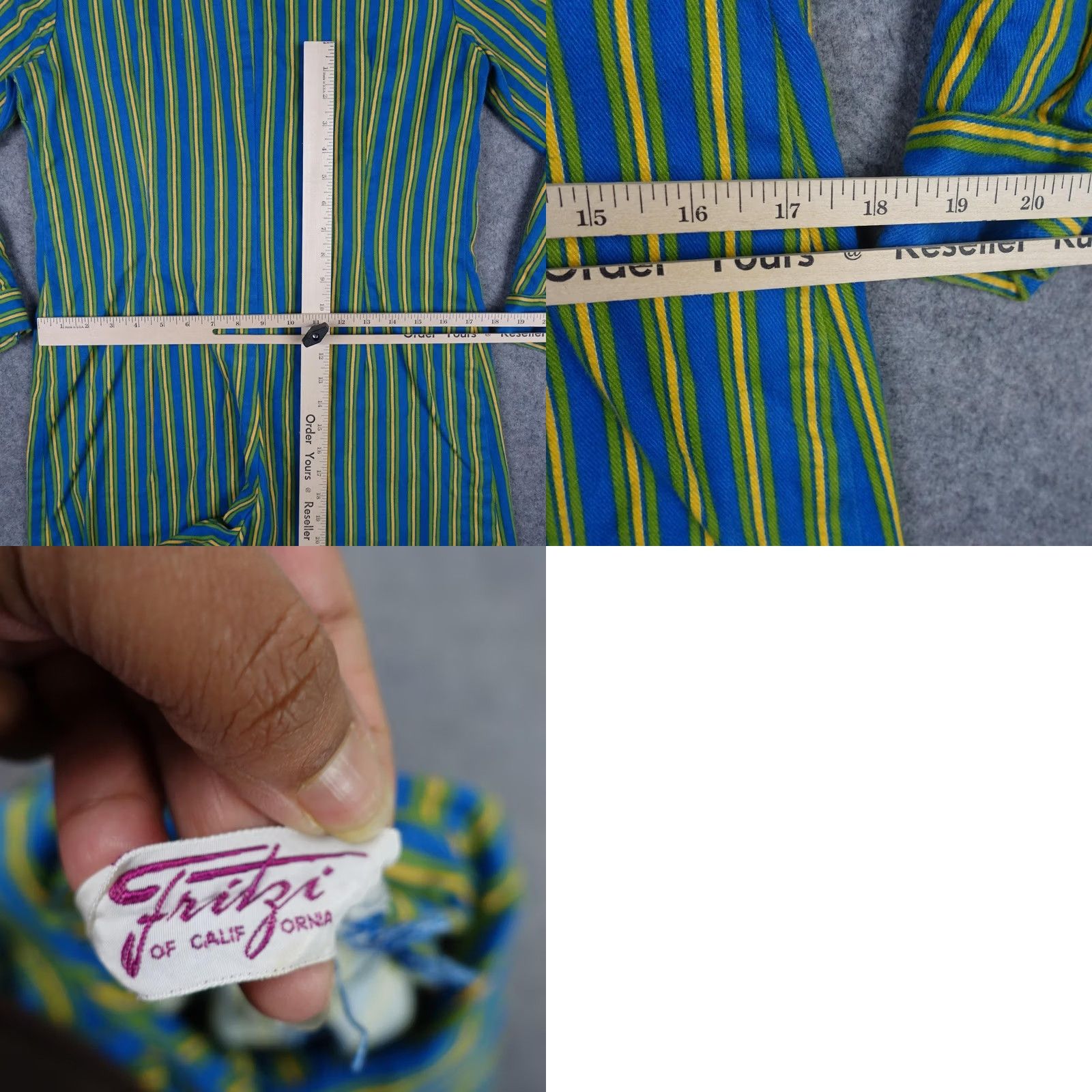 Vintage VINTAGE Fritzi Of California Jumpsuit Shirt Dress Striped 70s Womens M Blue Size 32" / US 10 / IT 46 - 10 Thumbnail