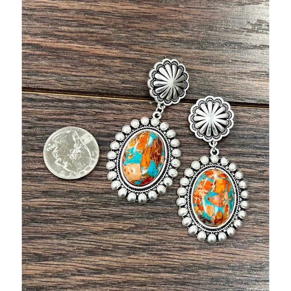 Other Oval Gemstone Post Earrings for Elegance, Boho Southwestern Size ONE SIZE - 3 Thumbnail