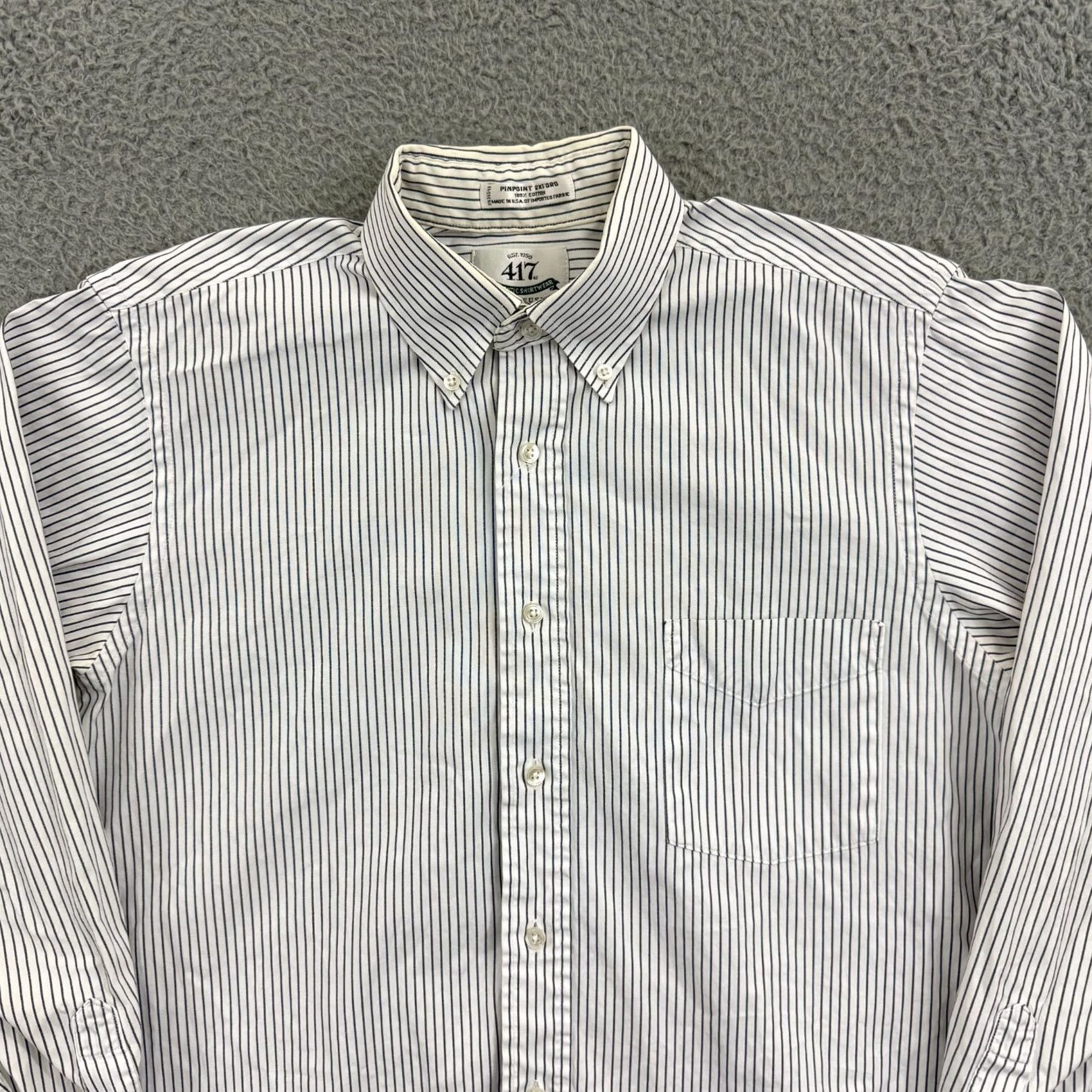 Van Heusen VINTAGE Van Heusen 417 Pinpoint Oxford Shirt Men M Blue Striped Long Sleeve Size US M / EU 48-50 / 2 - 4 Thumbnail