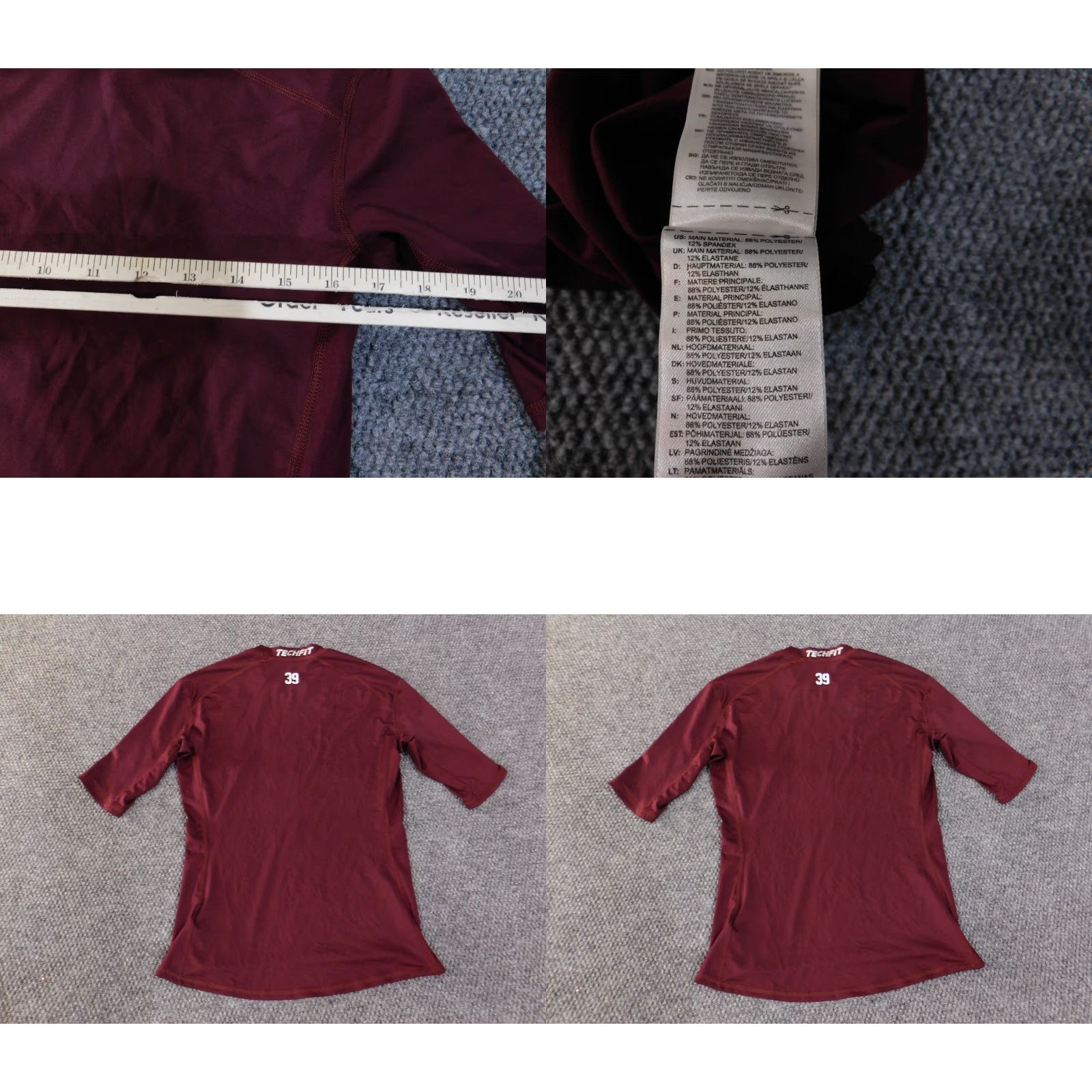 Adidas adidas compression shirt mens Large maroon techfit climalite chip stretch shirt athletic breathable short sleeve logo football 90s sports Mens Size US L / EU 52-54 / 3 - 8 Thumbnail