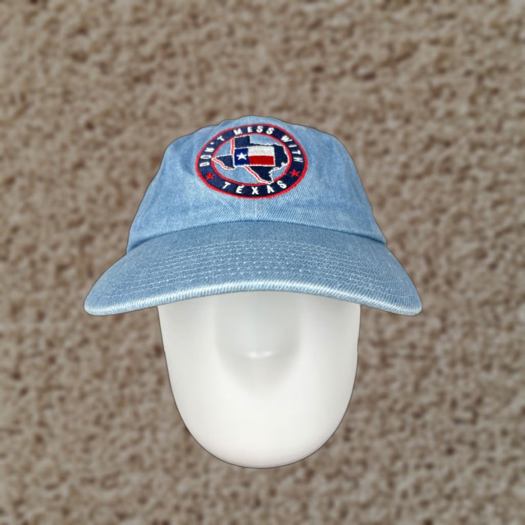 Vintage Captain Travel Hat Cap Strap Back Women Blue Denim Cotton Texas Embroidered 2A D Size ONE SIZE - 1 Thumbnail