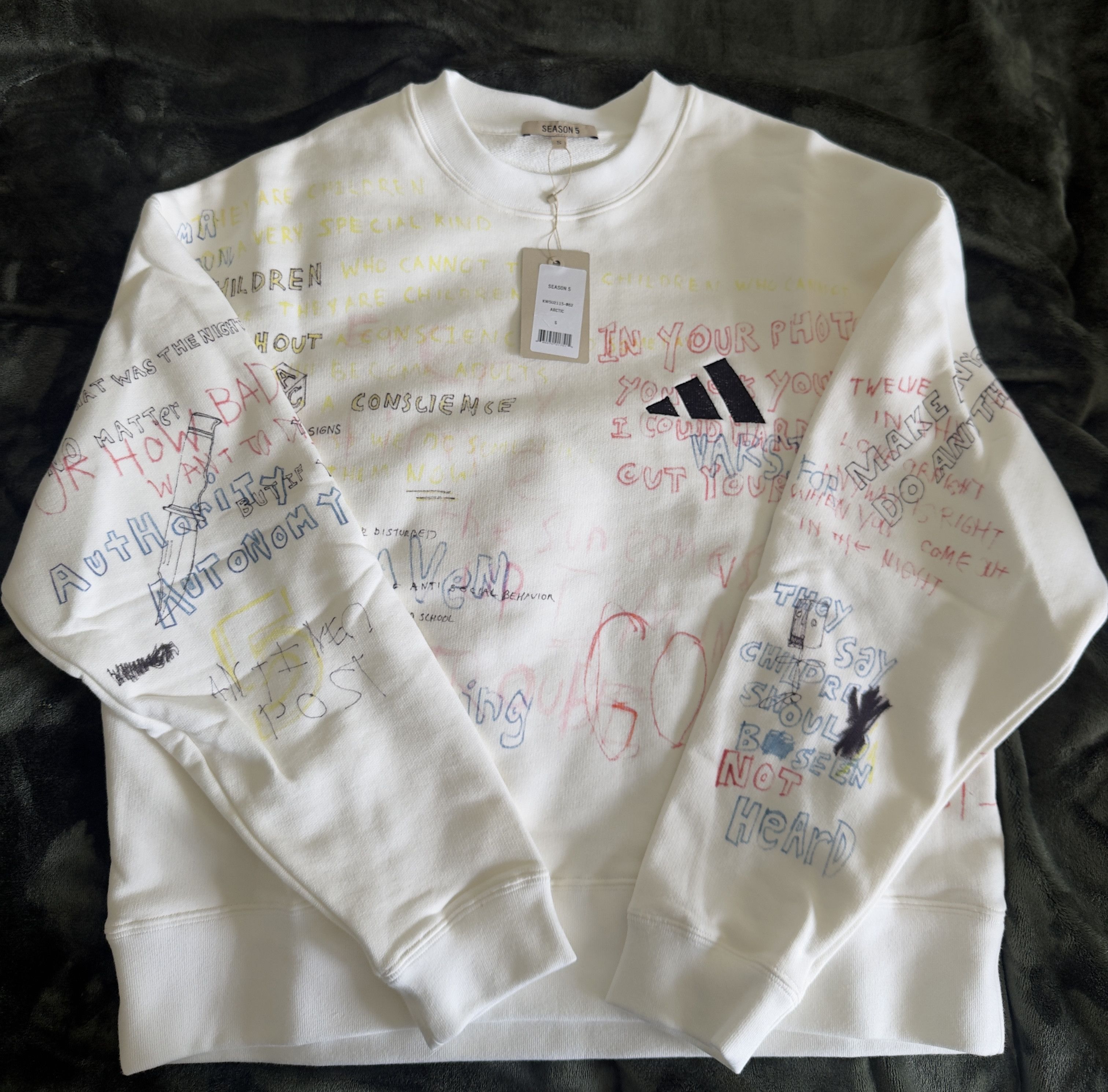 Yeezy Scribble Hand Drawn Crewneck✩ Yeezy Scribble Hand Drawn Crewneck Arctic - Ibiza Pimp